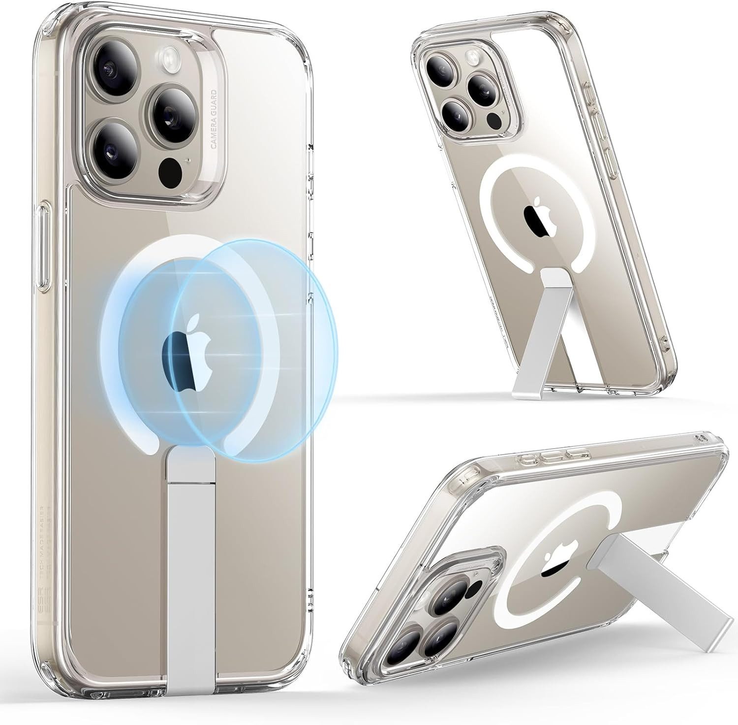 Vivitar Smartphone-Hülle für iPhone 15-Serie MagSafe-kompatibel mit verstellbarem Klappständer, schlanke Schutzhülle, unterstützt kabelloses Laden für iPhone 15 serie, magnetische Handyhülle mit stoßfestem Schutz nach Militärstandard