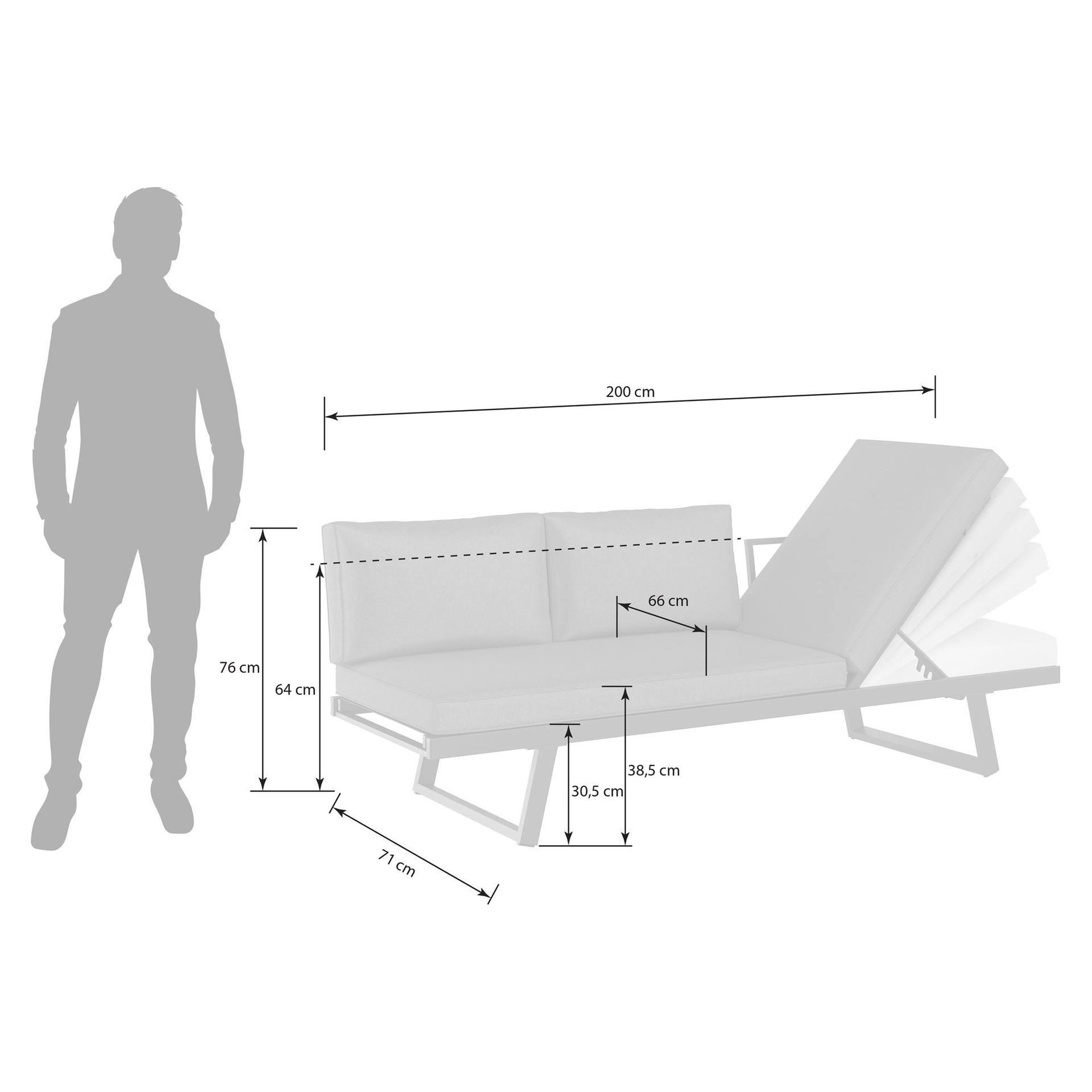 OUTLIV. Gartensofa OUTLIV. Lucca Gartenloungesofa Aluminium/Olefin Anthrazit/Dunkelgrau, UV-beständig, Rostfrei, Witterungsbeständig, Atmungsaktiv, Reißfest