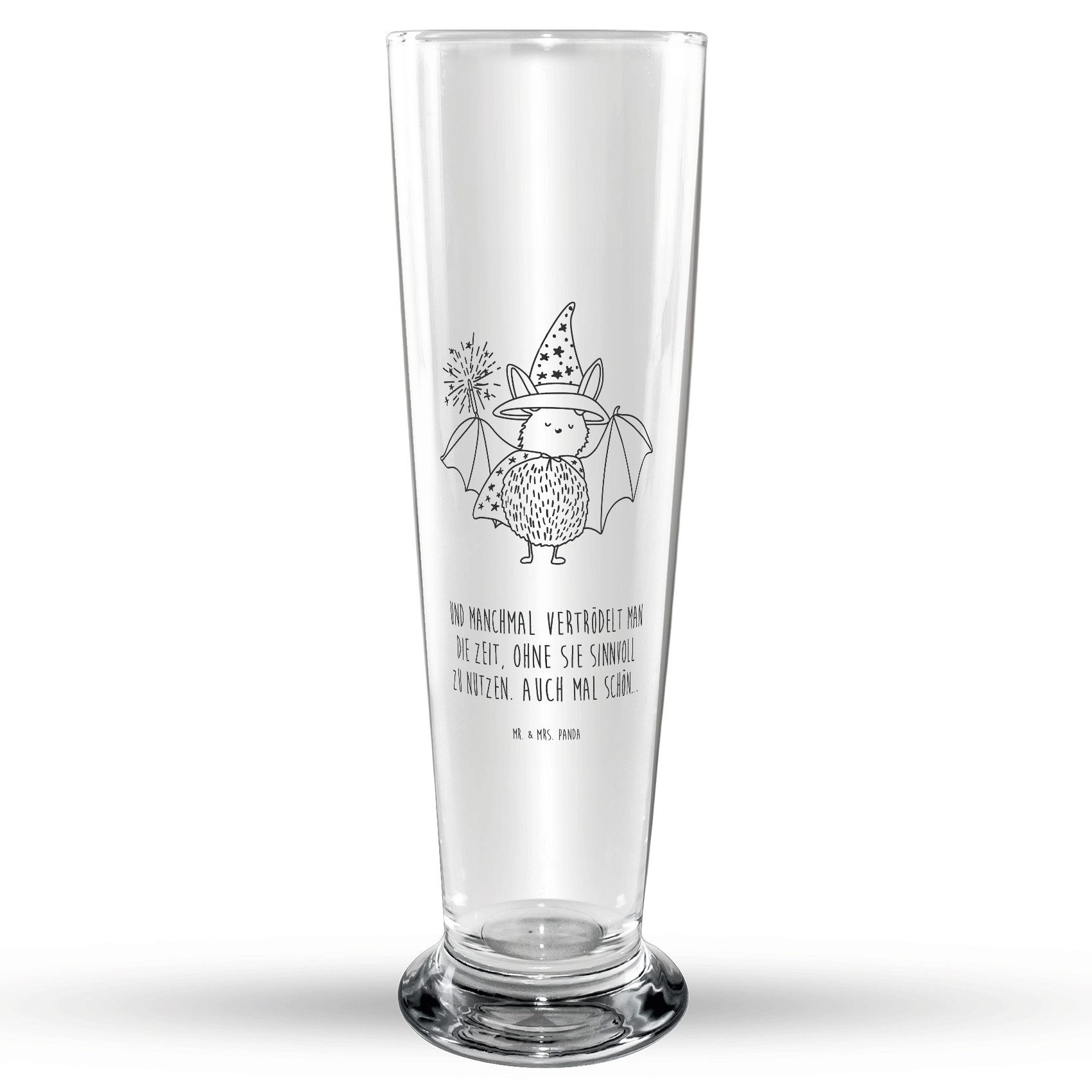 Mr. & Mrs. Panda Bierglas Fledermaus Zauberer - Transparent - Geschenk, Bier Glas, Fledermäuse, Premium Glas, Elegantes Design