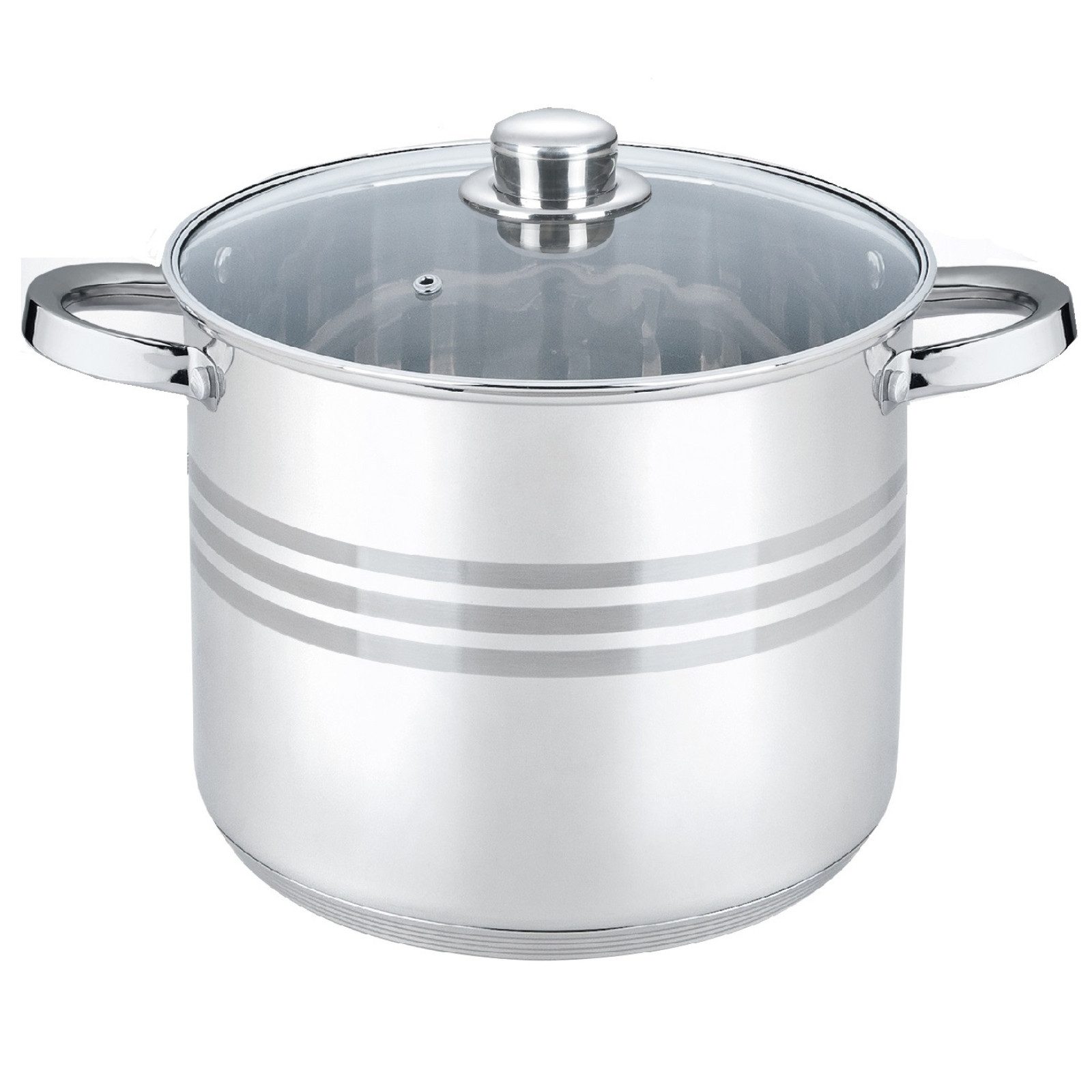 4BIG.fun Kochtopf Kochtopf 13 L Edelstahl Messskala Glasdeckel Topf, (Gulaschkessel Induktion Suppentopf Fleischtopf)