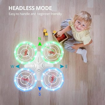 Tomzon Mini Drohne für Kinder, Blauen und Grünen LED Lichter Drohne (Fliege mit Leichtigkeit: 2 Akkus, 3D-Flip, Kopflos-Modus, für Anfänger)