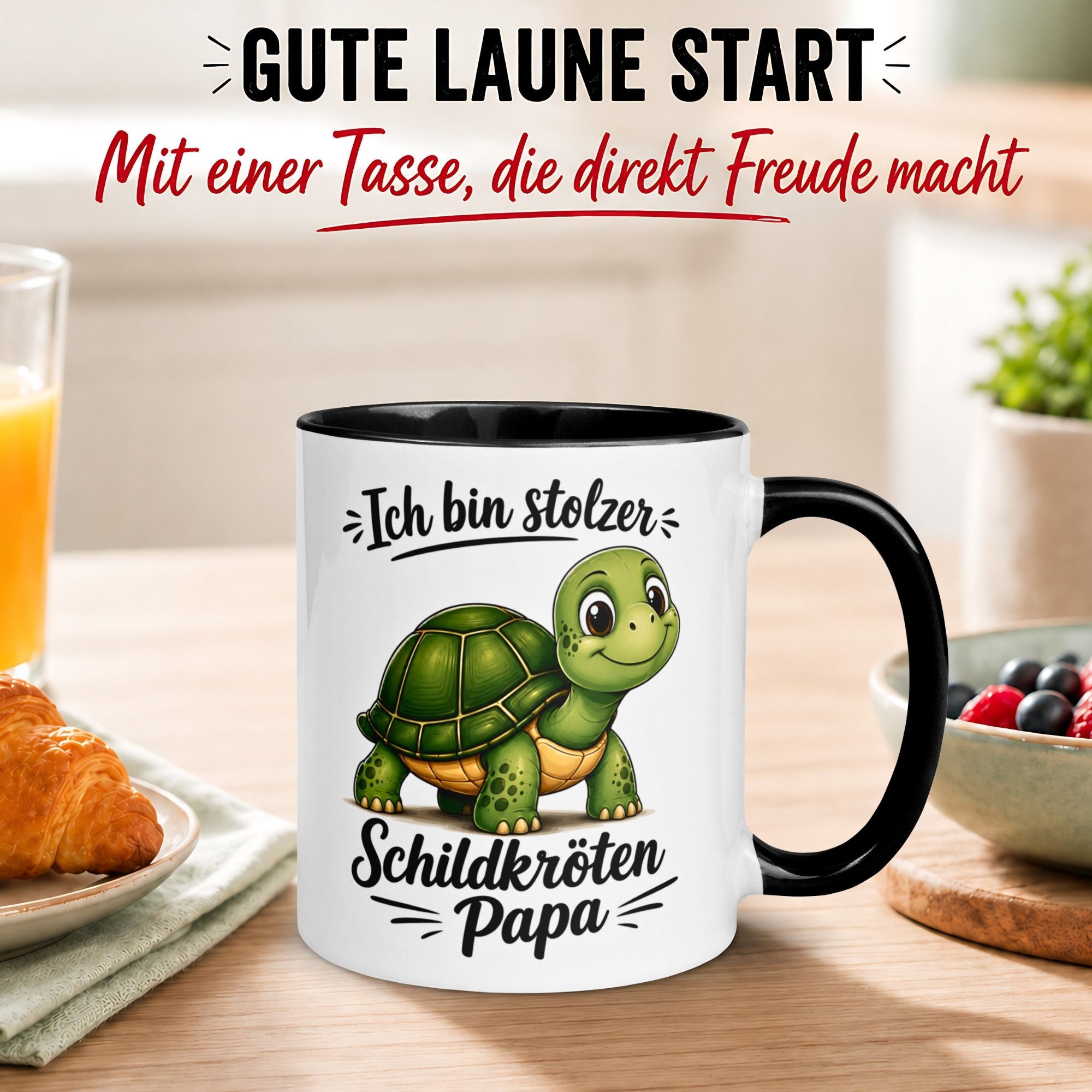 Momentals Tasse Schildkröte – „Stolzer Schildkröten Papa“ – Schildkröten Geschenk, Gratis Versand · Links-&Rechtshänder · Spülmaschinenfest