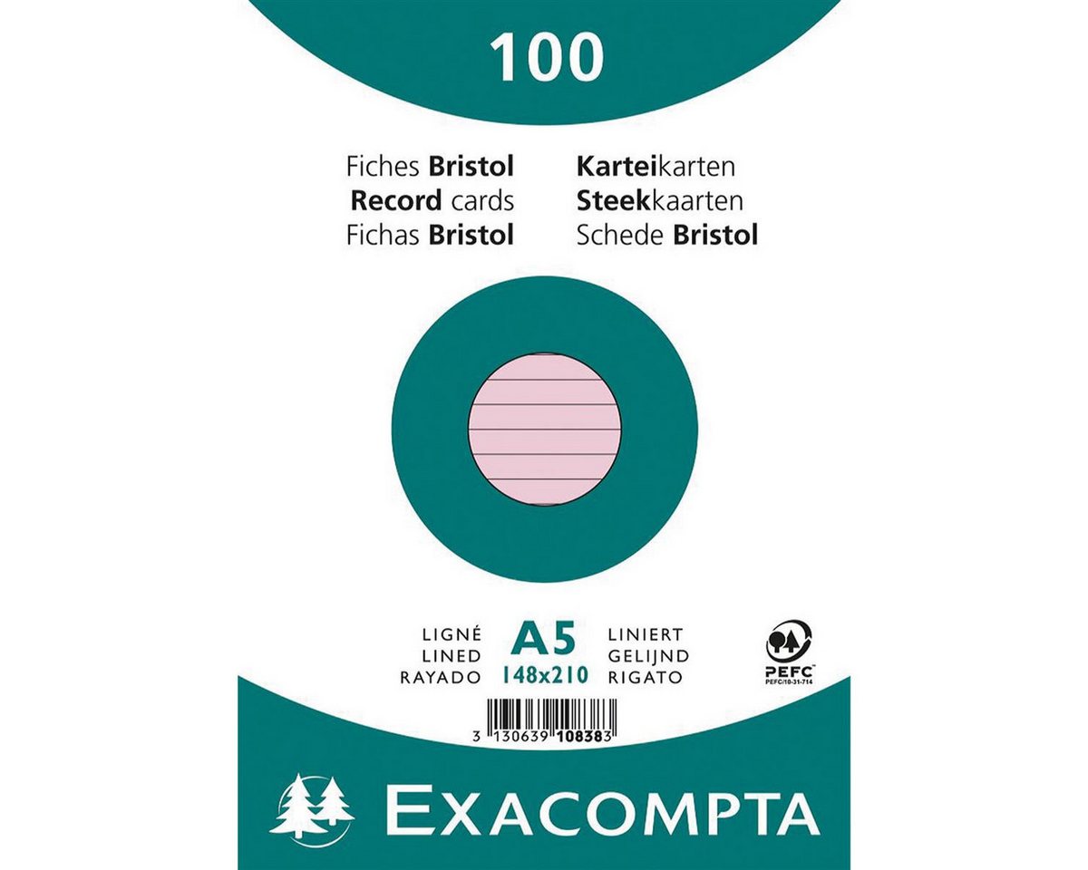 Thumbnail - EXACOMPTA Karteikarten EXACOMPTA 10838SE EXACOMPTA Karteikarten, DIN A5, liniert, rosa
