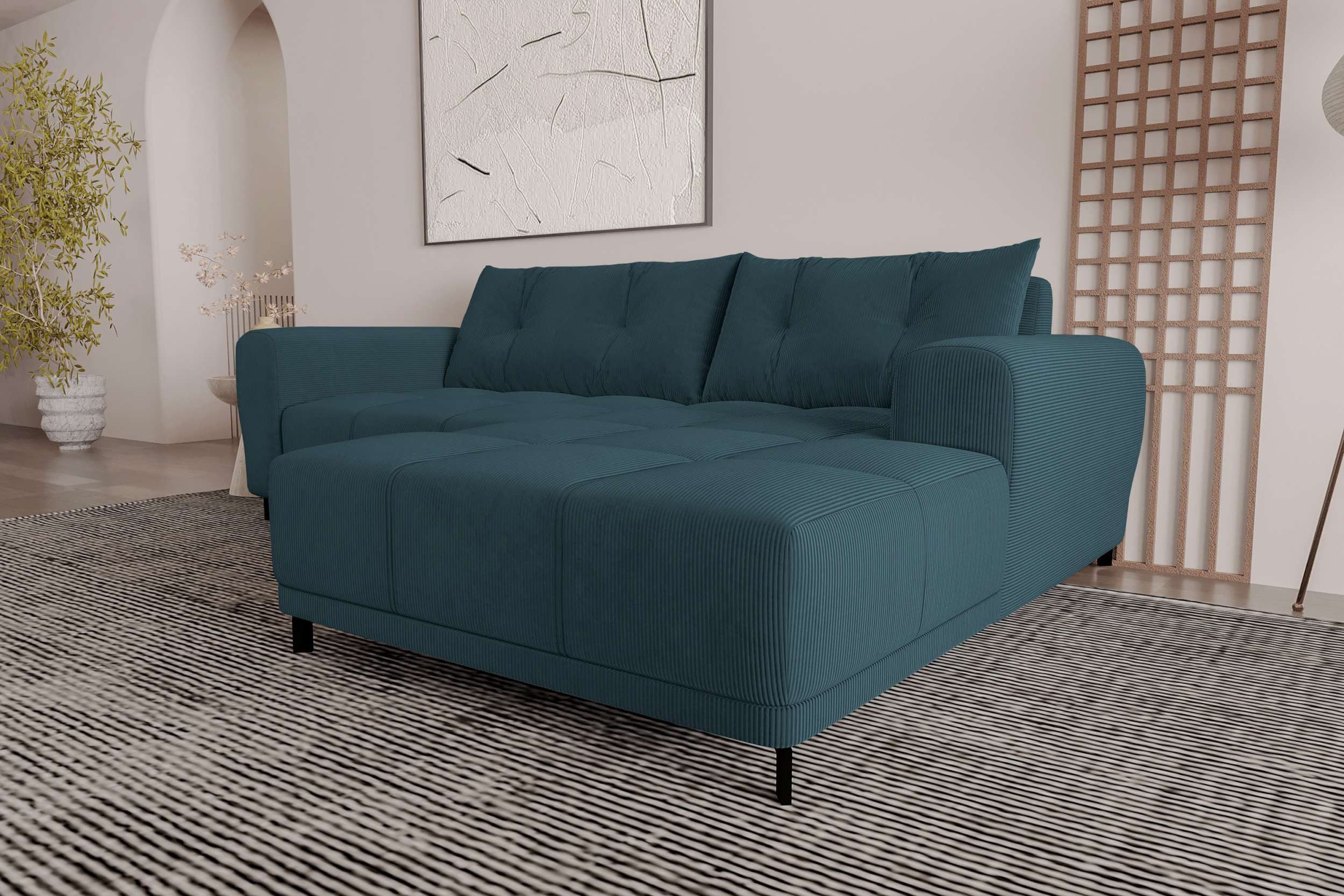 99rooms Ecksofa Massimo, Sofa L-Form, Eckcouch, mit Schlaffunktion,Rundumbezug, in Cordstoff POSO
