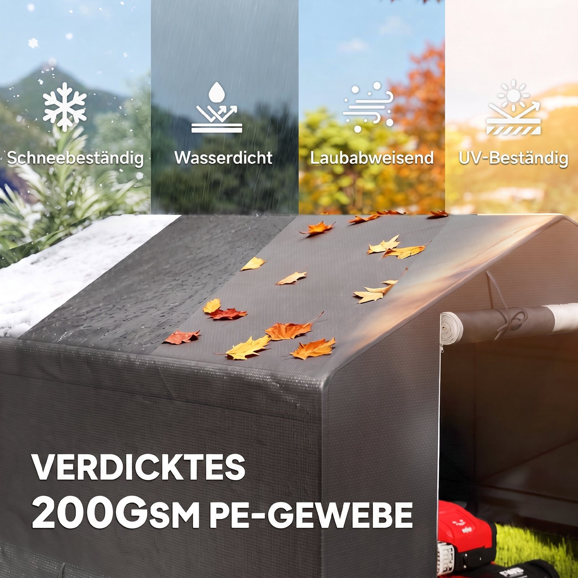Outsunny Gerätezelt Garagenzelt 300 x 300 x 210 cm wasserdicht Fahrradgarage, Personen: 1 (wasserdicht Fahrradgarage, 1 tlg., Garagenzelt), für Gartengeräte Fah – Bild 5 von 5