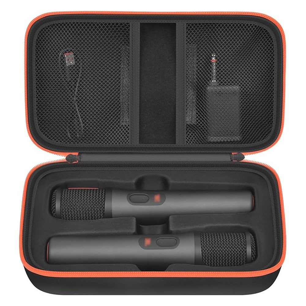 AFKSMILE Gerätebox Hartschalen-Mikrofontasche for JBL PartyBox Wireless Mic, für Karaoke, Für 2 Mikrofone, Empfänger, Adapter und Kabel, für DJs und Reisen