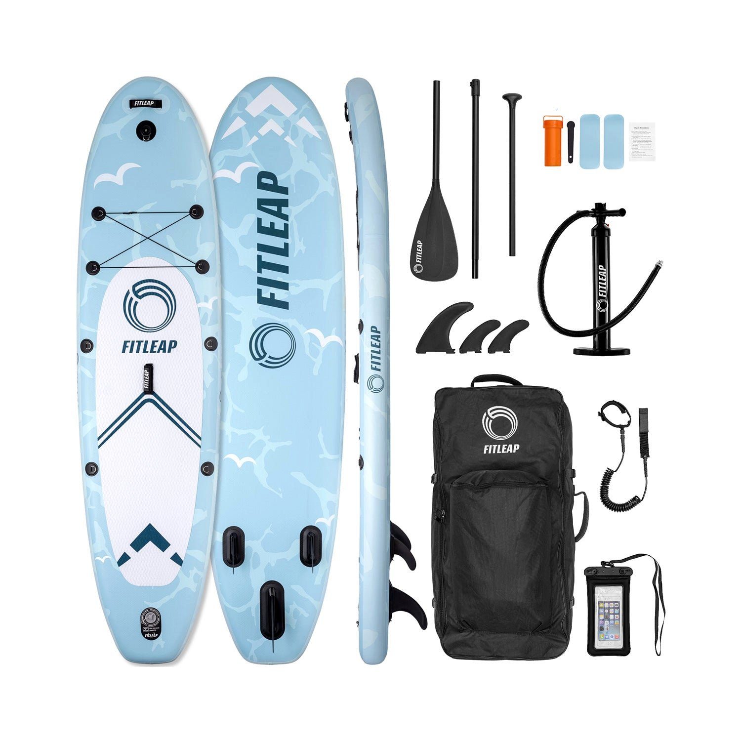 Board Premium - Set … KLAMER Paddle mit Board Stand SUP aufblasbar Fitleap SUP-Board Up