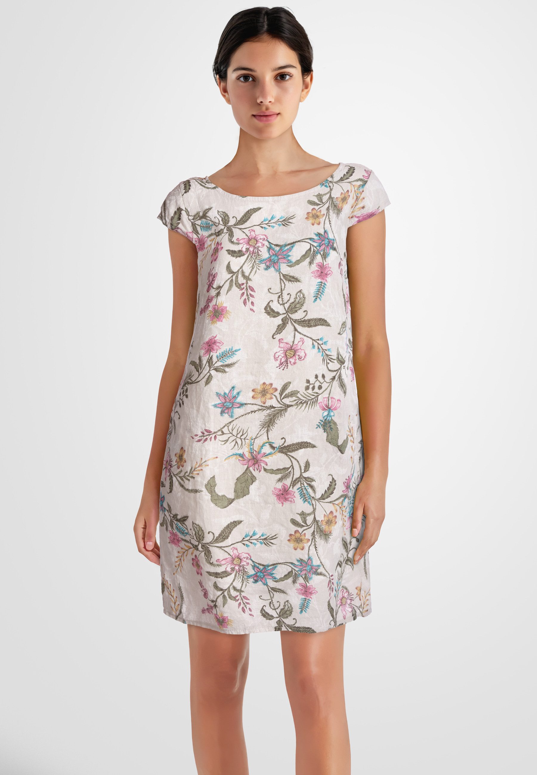 PEKIVESSA Sommerkleid Leinenkleid knielang kurzarm (Einzelartikel, günstig online kaufen
