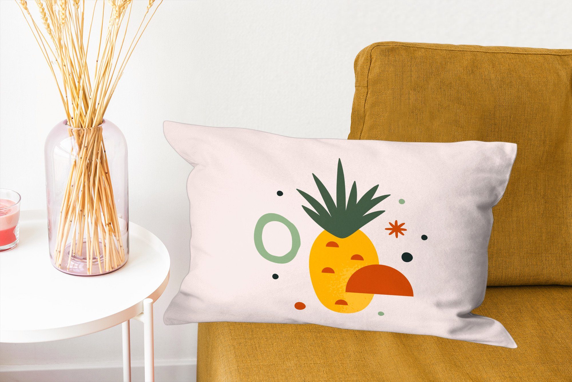 Tropisch - Ananas Dekokissen Zierkissen, mit - Obst, Dekoration, Dekokissen Füllung, Wohzimmer Schlafzimmer MuchoWow