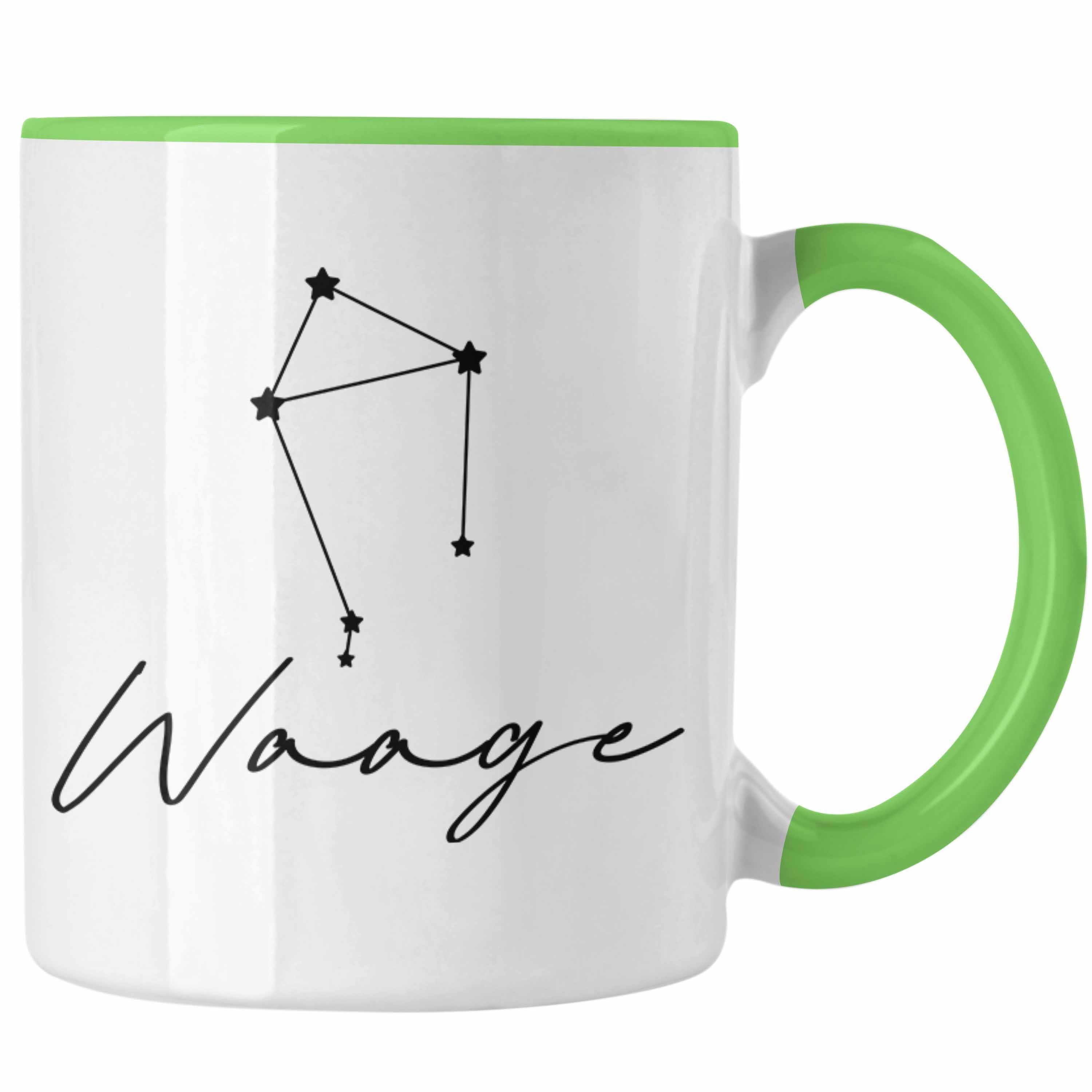 Trendation Tasse Trendation - Waage Horoskop Tierkreiszeichen Tasse Sternzeichen Geschenk Grün