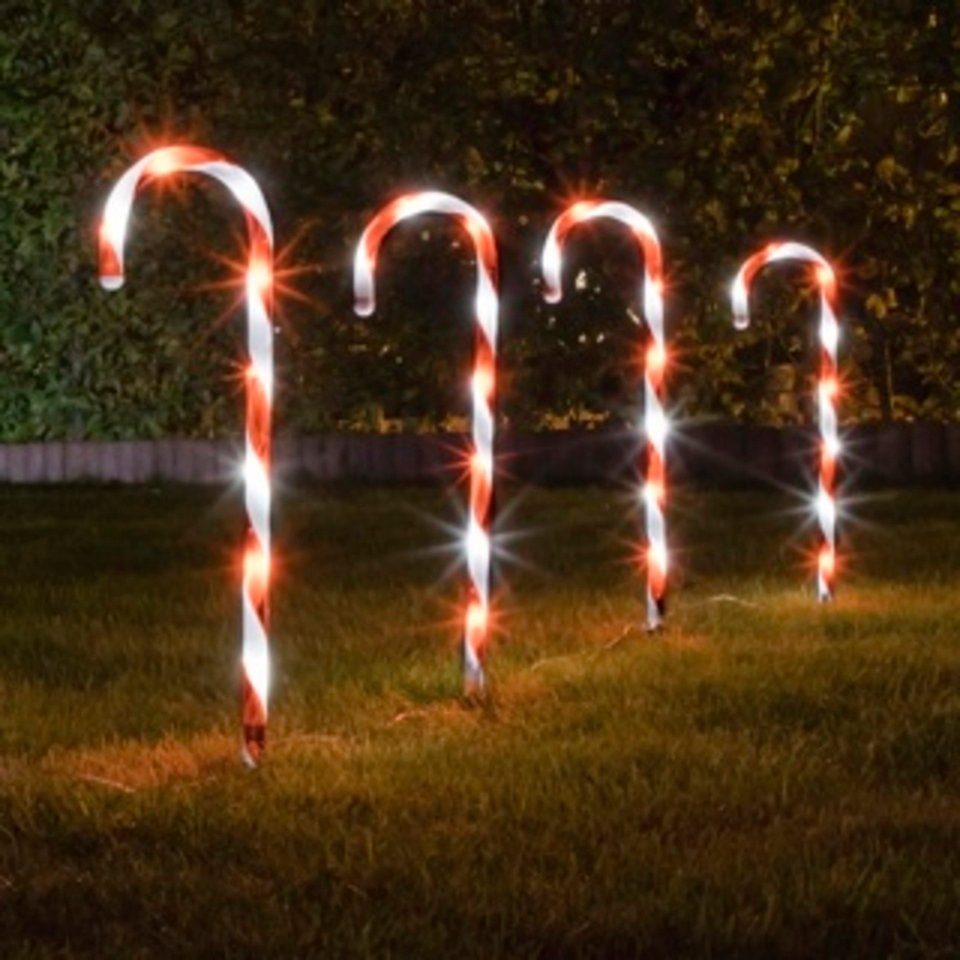 HI LED Gartenleuchte LED Zuckerstangen 4er Set batteriebetrieben, Höhe: ca. günstig online kaufen