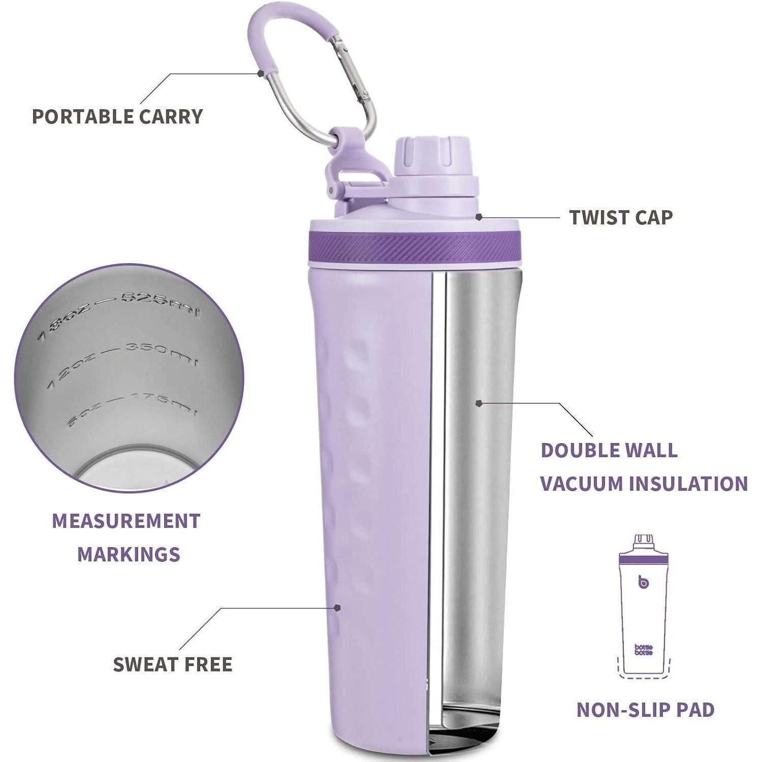 LuxusKollektion Protein Shaker Isolierte Edelstahl Trinkflasche 26oz mit Mischkugel & BPA frei