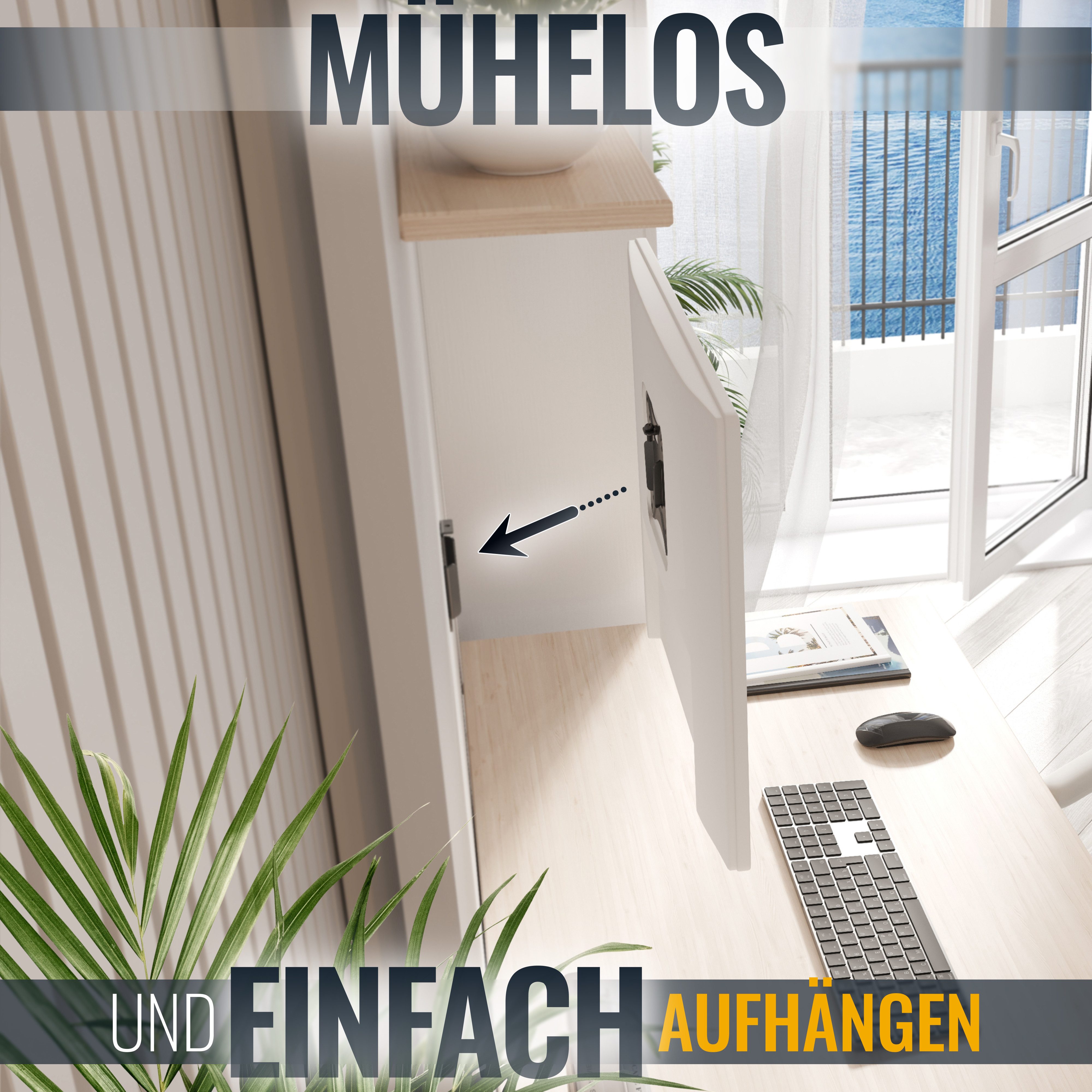 RICOO TV-Wandhalterung Wandhalterung für TV flach 12,5 mm Wandabstand F0611, (bis 55 Zoll, VESA 75x75 bis 100x100, 1-tlg., 25 kg Belastbarkeit, 33-68 cm (13"-27) Bildschirm-Diagonale, flach curved Fernseher Monitor Wand Halterung universal)
