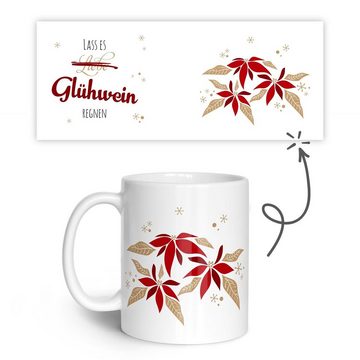 GRAVURZEILE Tasse mit Weihnachtsmotiv - Geschenke für Frauen & Männer zu Weihnachten, Spülmaschinenfest - Lass es Glühwein regnen - Weiß