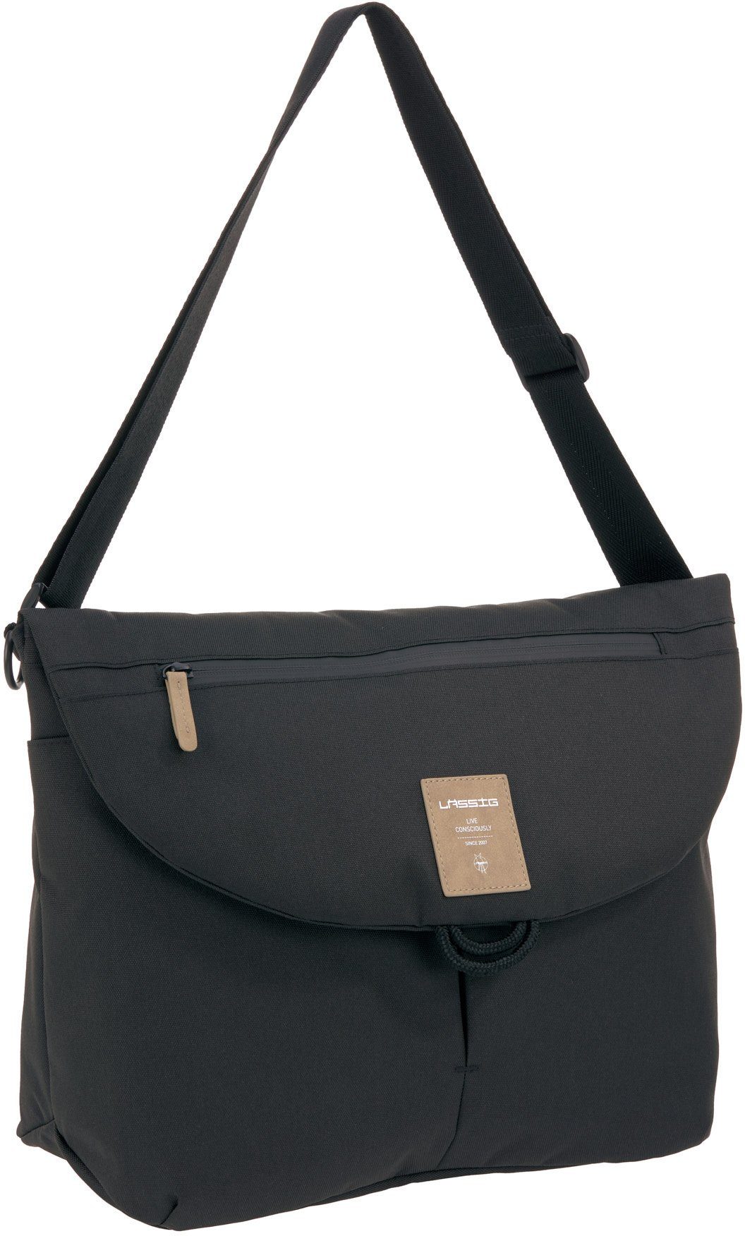 LÄSSIG Wickeltasche Green Label, Black, Material m. PETA-approved Wickelauflage; Manu, aus z. vegan; T. recyceltem