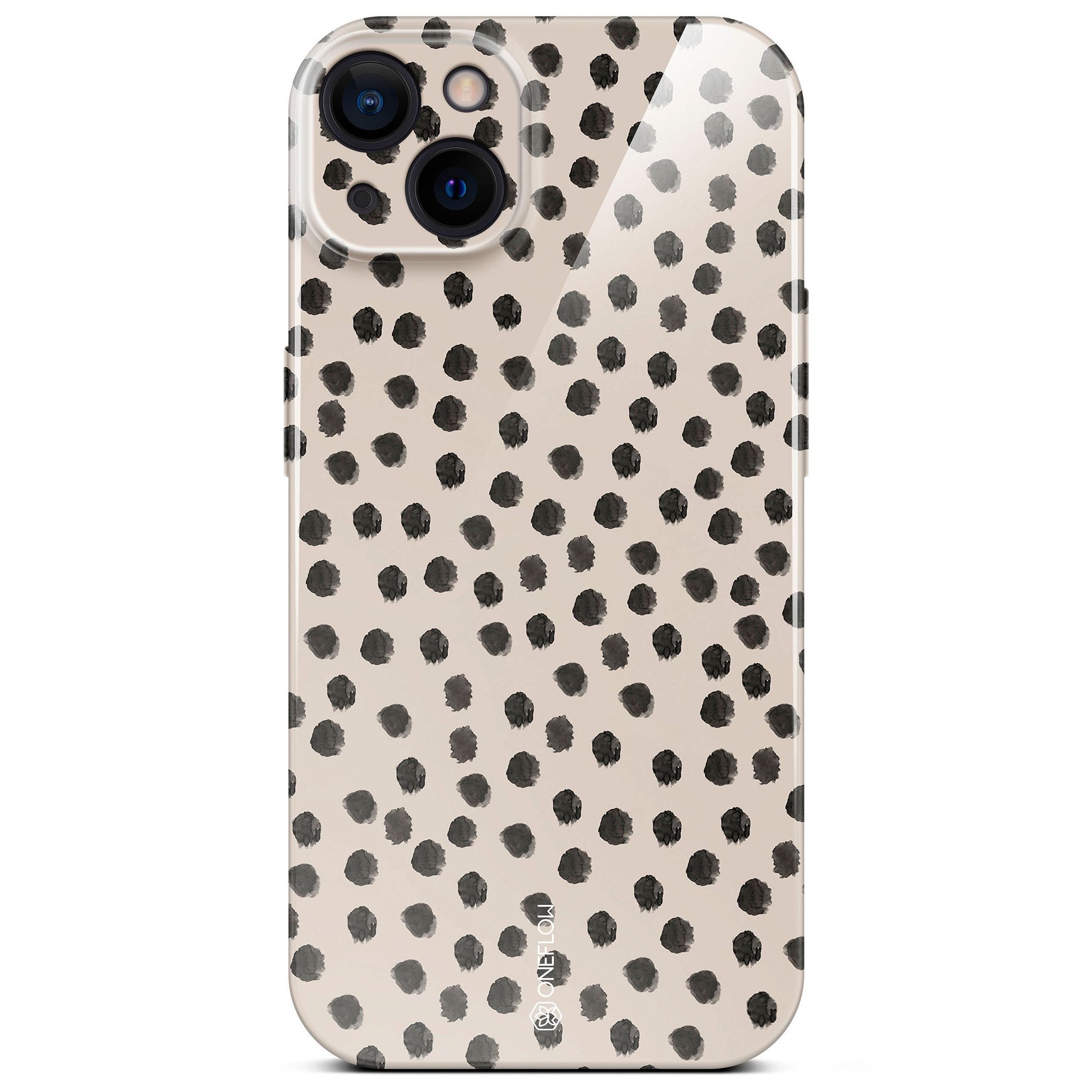 ONEFLOW Handyhülle für iPhone 15 Splash Cover Creme Beige Punkte 6,1 Zoll, Hülle mit Design Muster Designer Case Kameraschutz Handy Schutzhülle