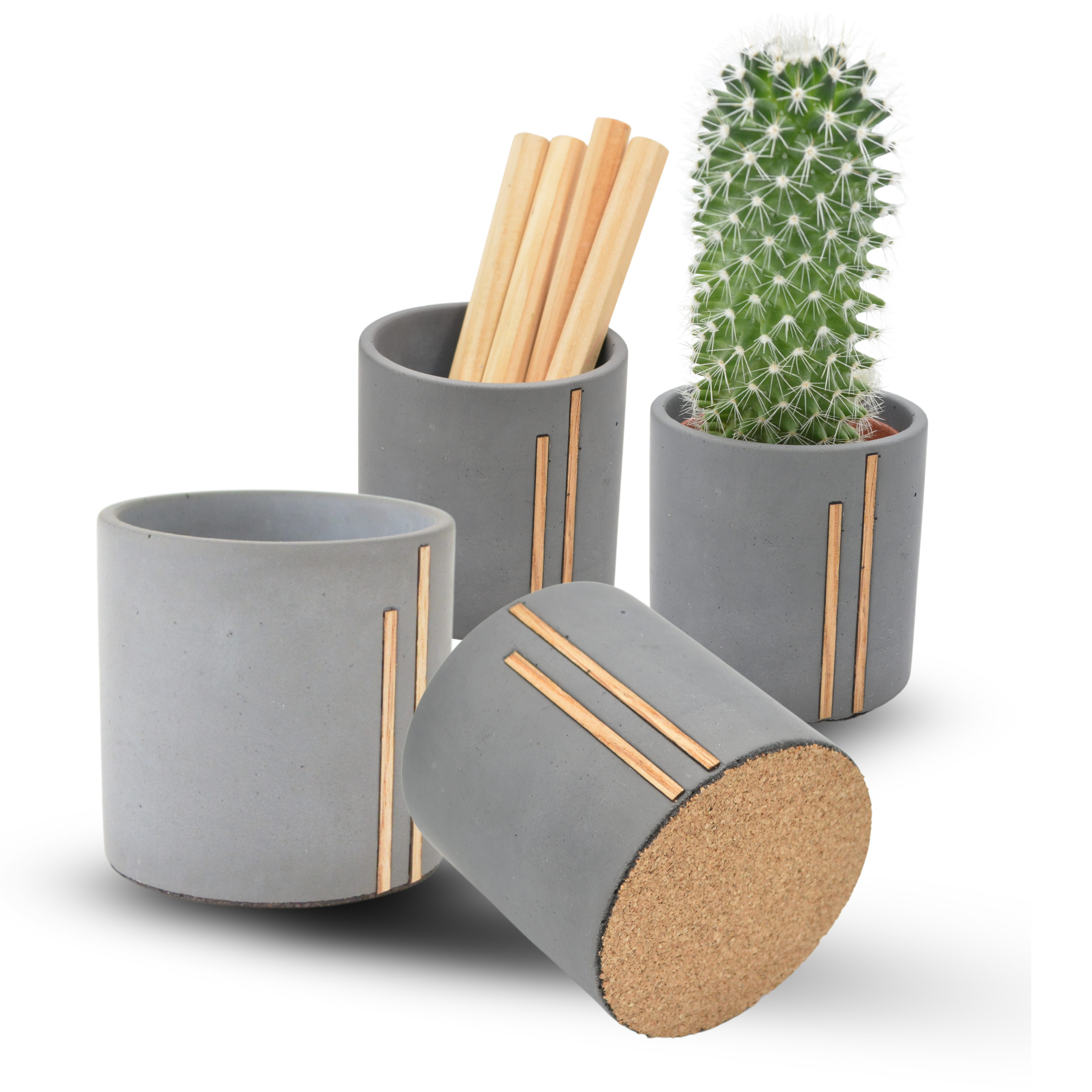 Bannik Blumentopf aus Beton und Holz, günstig online kaufen