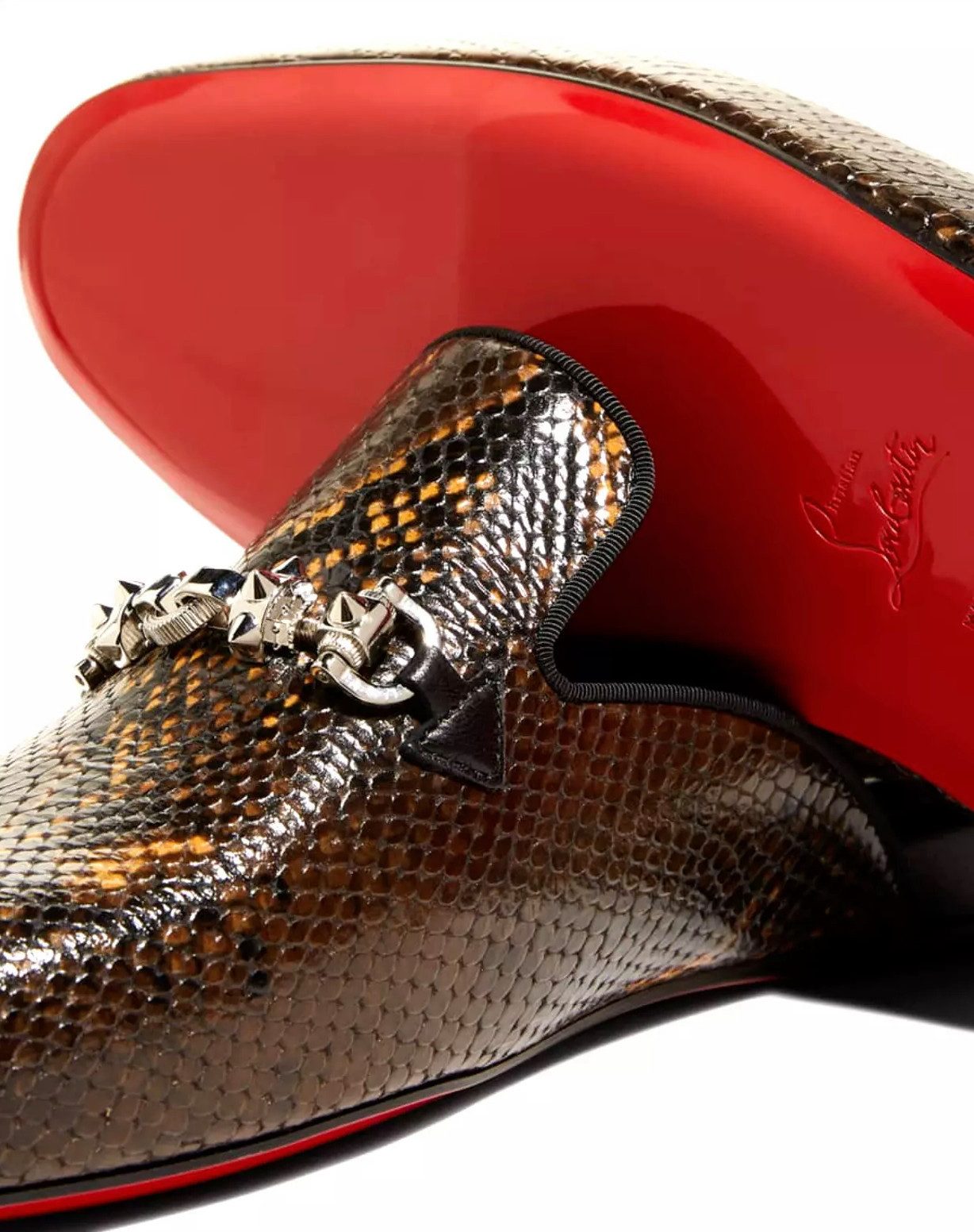 CHRISTIAN LOUBOUTIN Coolito Spikes Snk-Print Mules Schuhe Sandalen Slipper mit silbernen Maison Signature-Spikes, Made In Italien