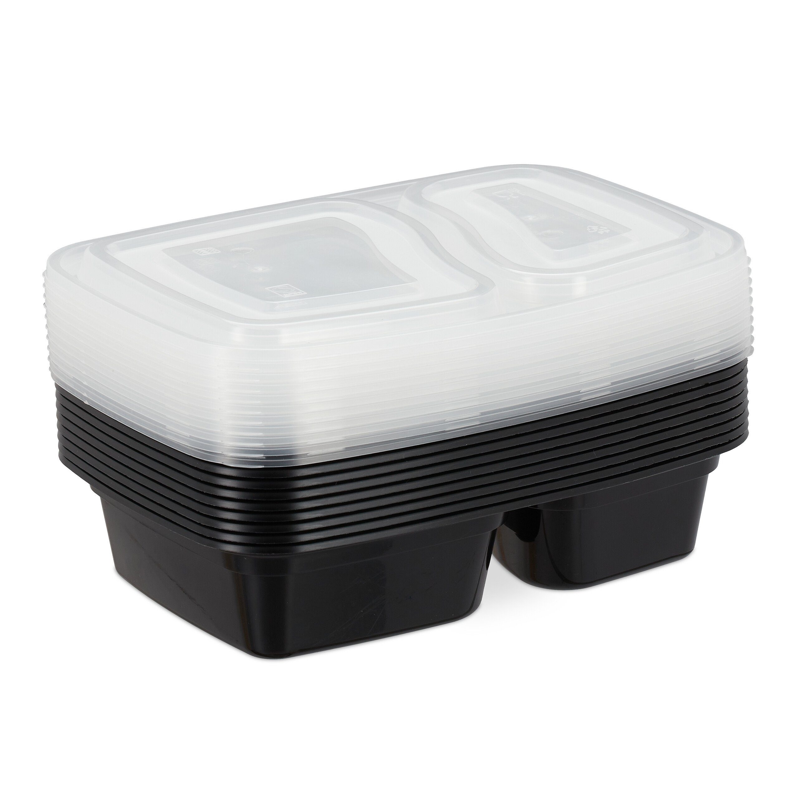 Fächer Lunchbox Meal Kunststoff 24er Prep Set, 2 relaxdays Boxen