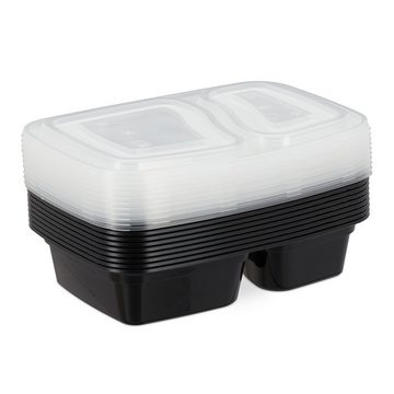 relaxdays Lunchbox Meal Prep Boxen 2 Fächer 24er Set, Kunststoff