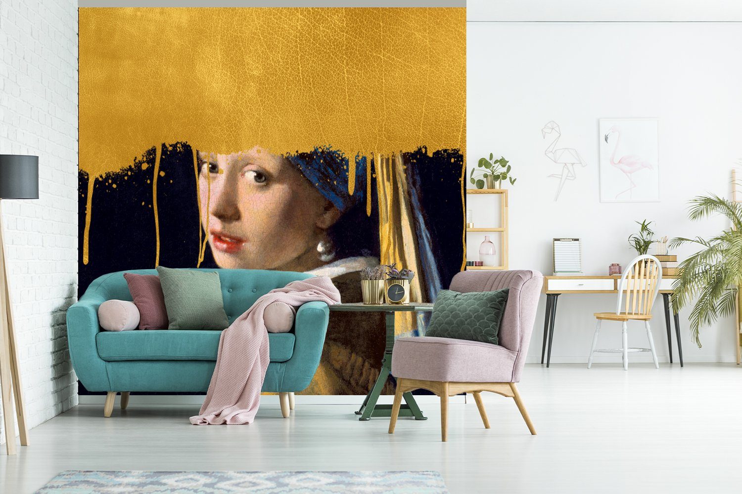 Vermeer, Perlenohrring Vliestapete St), Fototapete bedruckt, Gold Fototapete MuchoWow (4 - Schlafzimmer Mädchen Matt, Wohnzimmer mit - für einem Küche,
