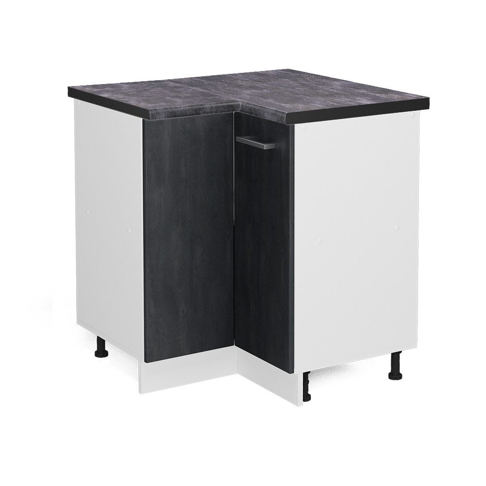 Vicco Eckunterschrank R-Line, Schwarz Beton/Weiß, 75.6 günstig online kaufen