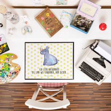 Mr. & Mrs. Panda Schreibtischunterlage Einhorn Nashorn - Weiß - Geschenk, Schreibtischauflage, Schreibtisch, (1 tlg)