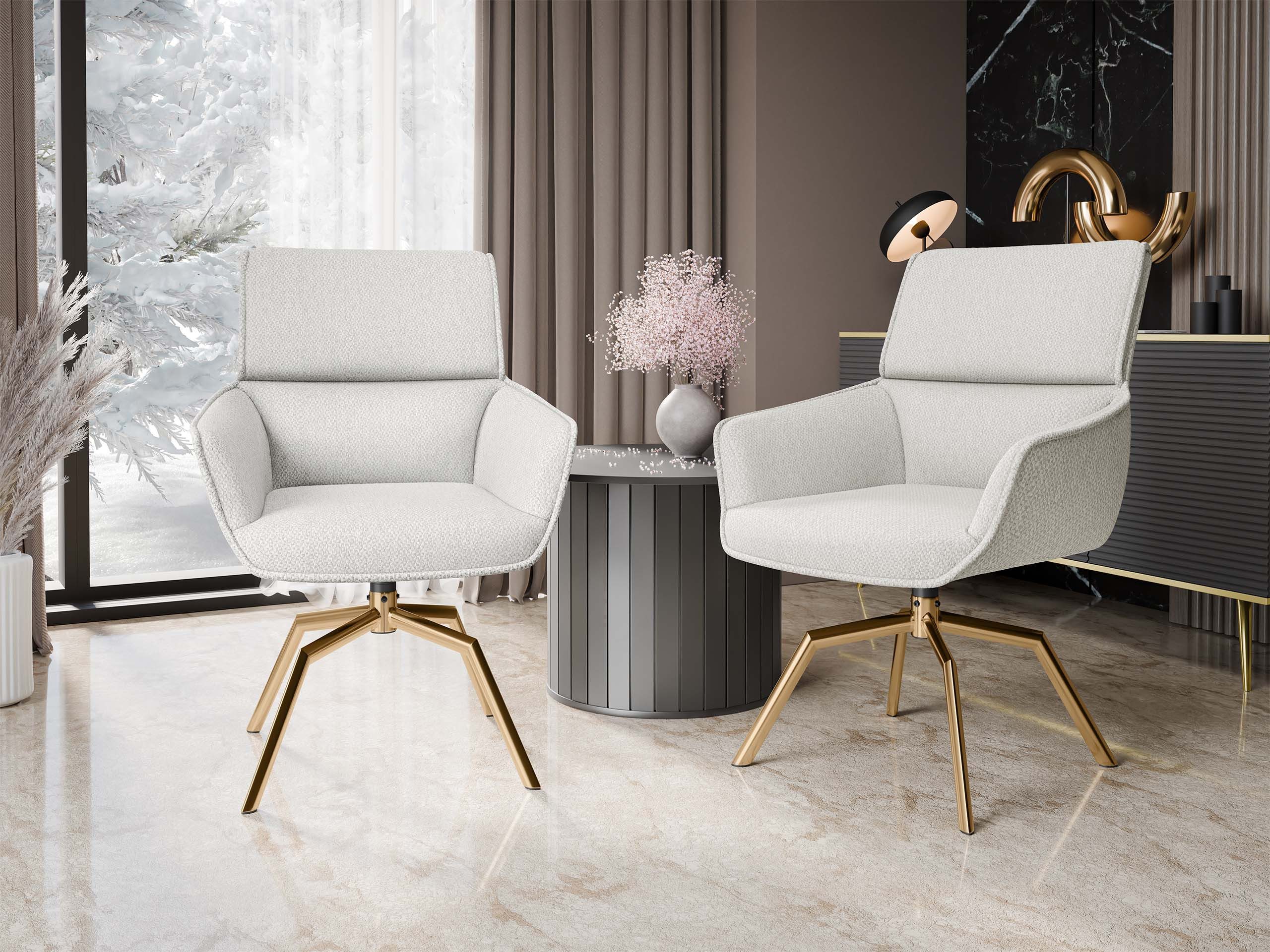 MIRJAN24 Sessel Bueron 3648/GL (2er-Set), 360° drehen, Goldfarben Metall 4- günstig online kaufen