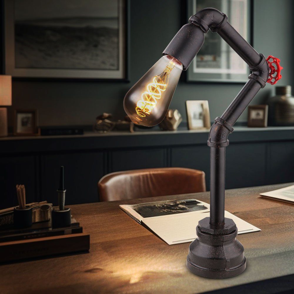 Globo Schreibtischlampe, Leuchtmittel nicht inklusive, Tisch Leuchte Wohn Arbeits Zimmer Beleuchtung Wasser Rohr Design
