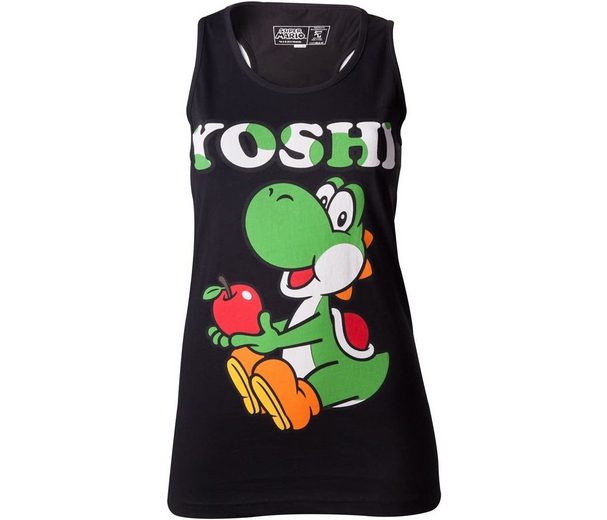 Super Mario Tanktop »Super Mario Tank Damen Shirt Schwarz YOSHI lang