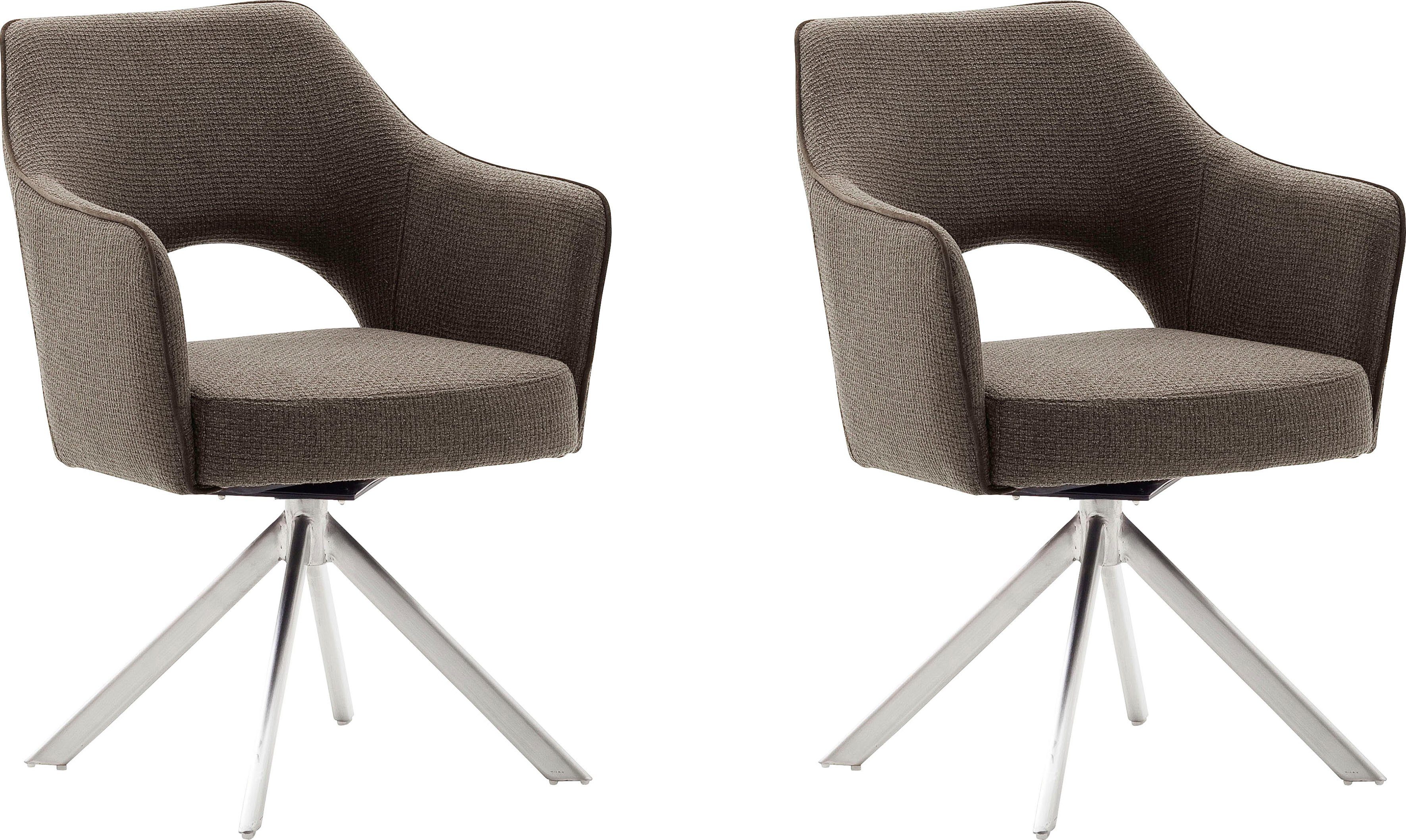 MCA furniture 4-Fußstuhl Tonala (Set, 2 St), mit Nivellierung 180° drehbar Cappuccino | Edelstahl gebürstet | 4-Fuß-Stühle