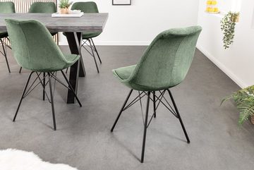 riess-ambiente Polsterstuhl SCANDINAVIA MEISTERSTÜCK grün / schwarz (Einzelartikel, 1 St), Esszimmer · Cord · Metall · Wohnzimmer · Retro Design