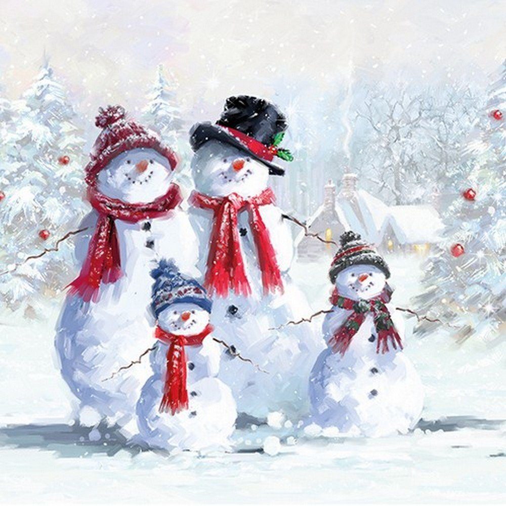 Ambiente Luxury Paper Products Papierserviette 20 Servietten Snowmen Whith Hat 33x33cm, (20 St)