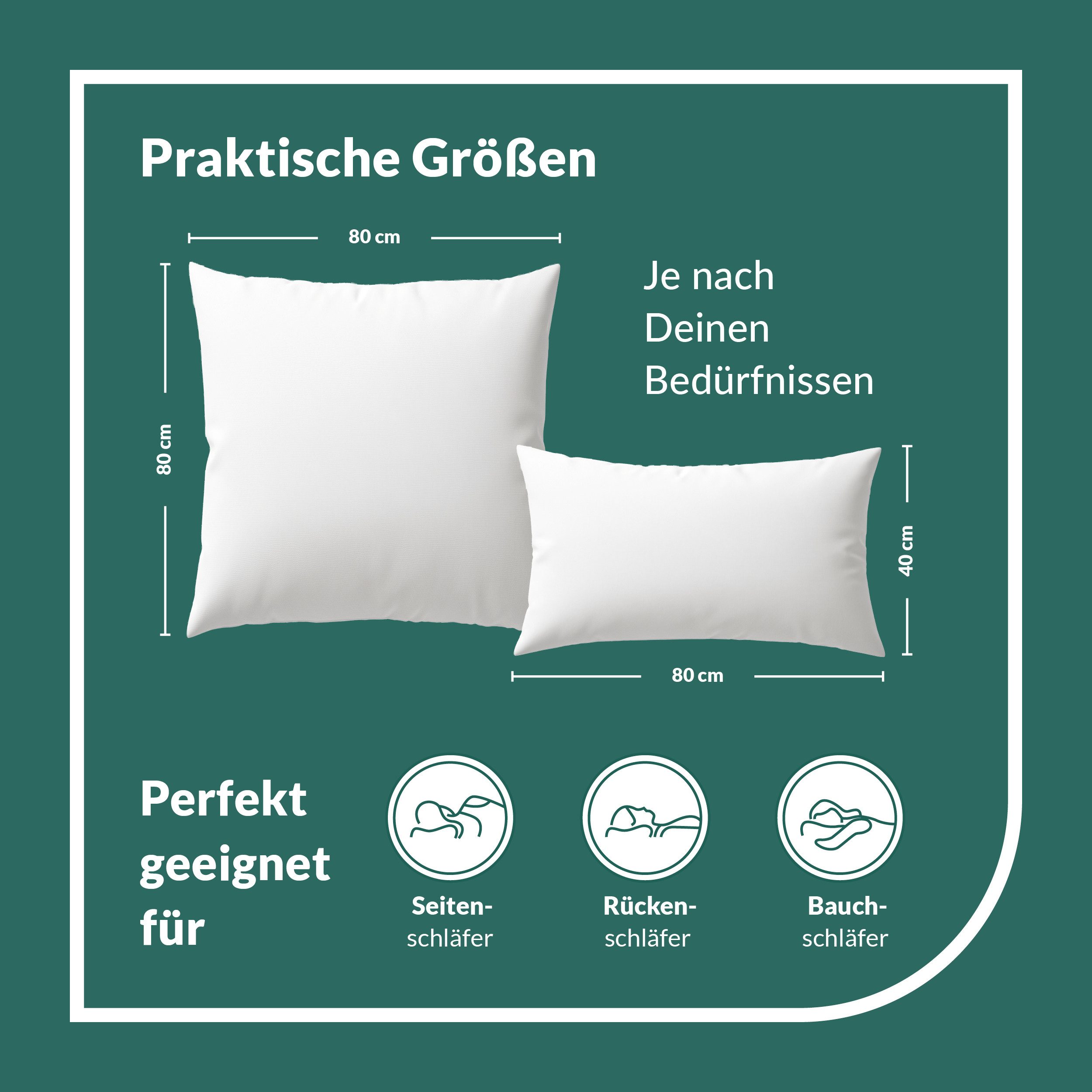 fan Microfaserkissen Climacontrol® II m. Baumwollbezug, Bezug: 100% Baumwolle, Microfaserkopfkissen mit Lüftungsband, 40x80 oder 80x80 cm erhältlich