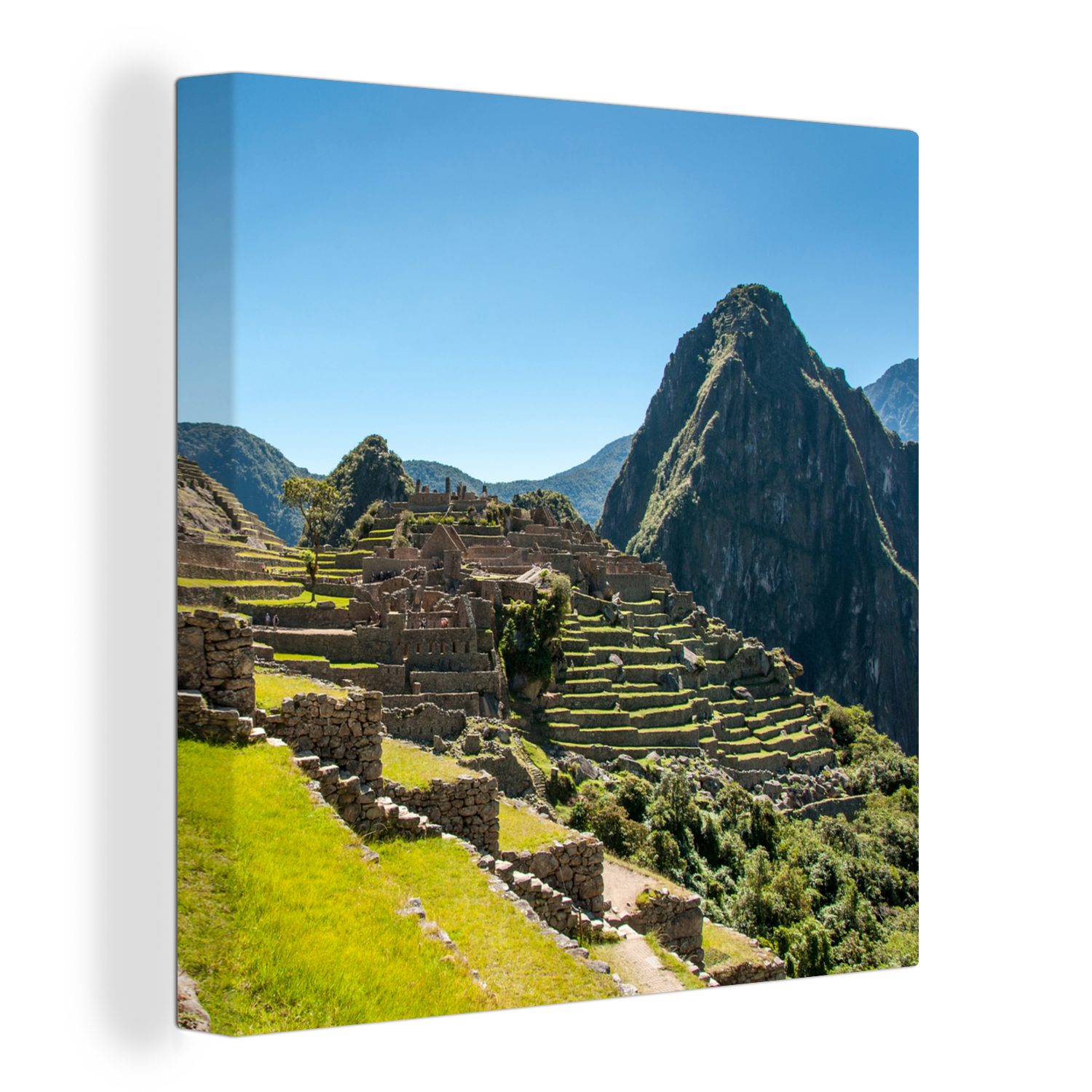 OneMillionCanvasses® Leinwandbild Peru - Sonne - Machu Picchu, (1 St), Leinwand Bilder für Wohnzimmer Schlafzimmer