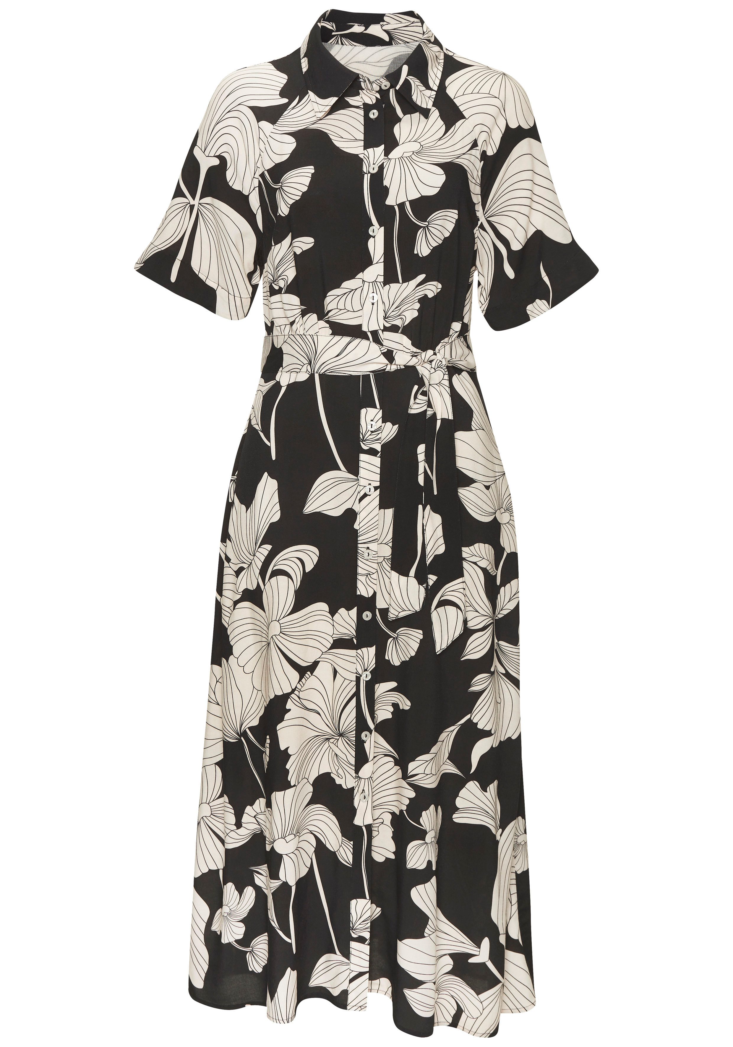 Vivance Hemdblusenkleid (mit Bindegürtel) mit Blumendruck günstig online kaufen