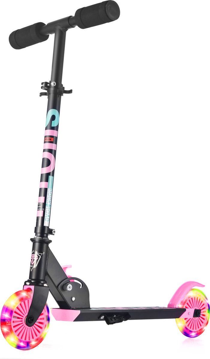 SUOTU Scooter Kinderroller, Tretroller, Roller, Leuchtende Räder - Für Jungen und Mädchen - Schwarz schwarz+Rosa