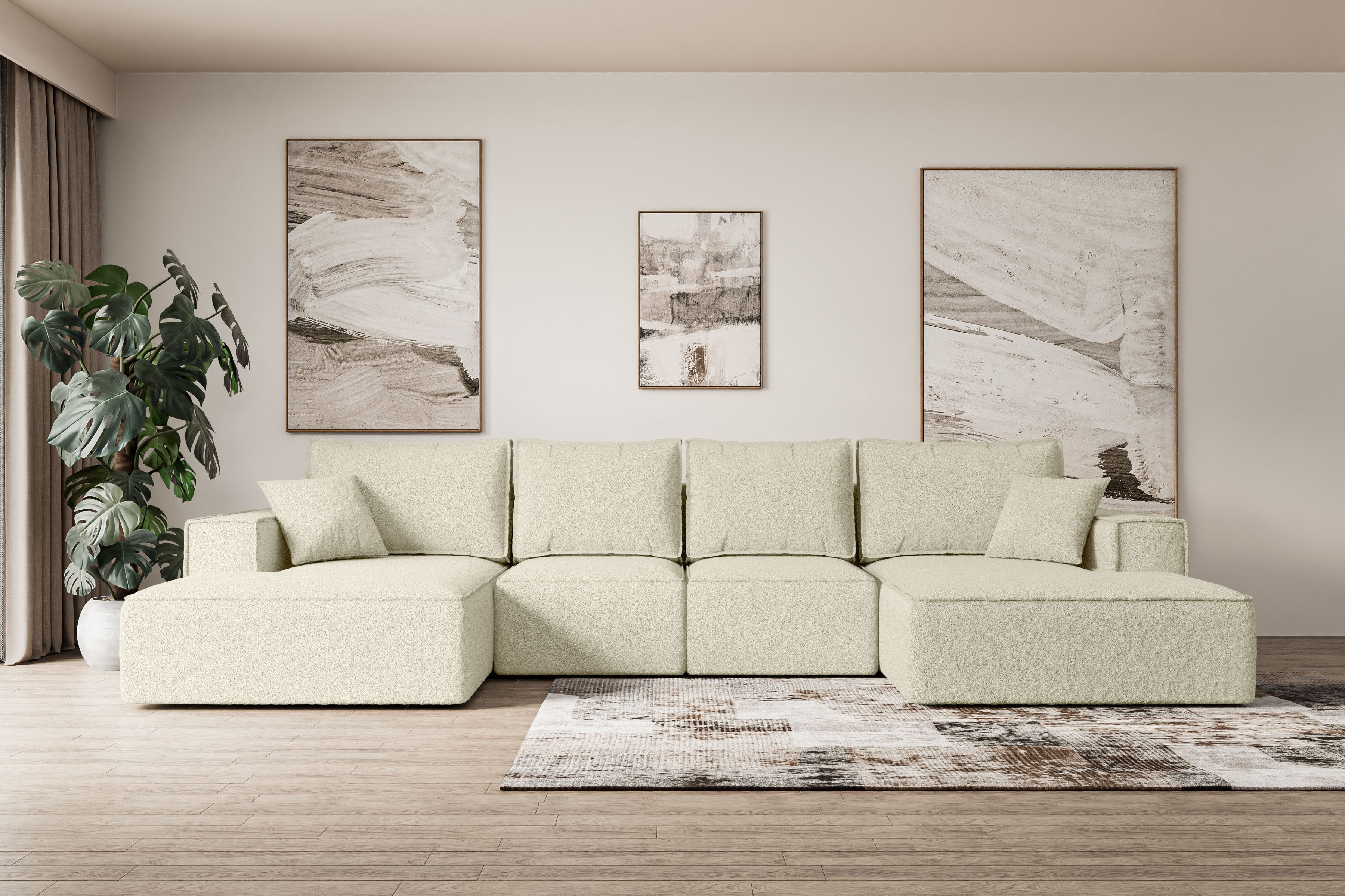 ALTDECOR Wohnlandschaft SIERRA-U-S, Couch mit Schlaffunktion, Wohnzimmer - Wohnlandschaft, Corner Sofa Bett Eckcouch Couch L-Form Schlafcouch Ausziehbar