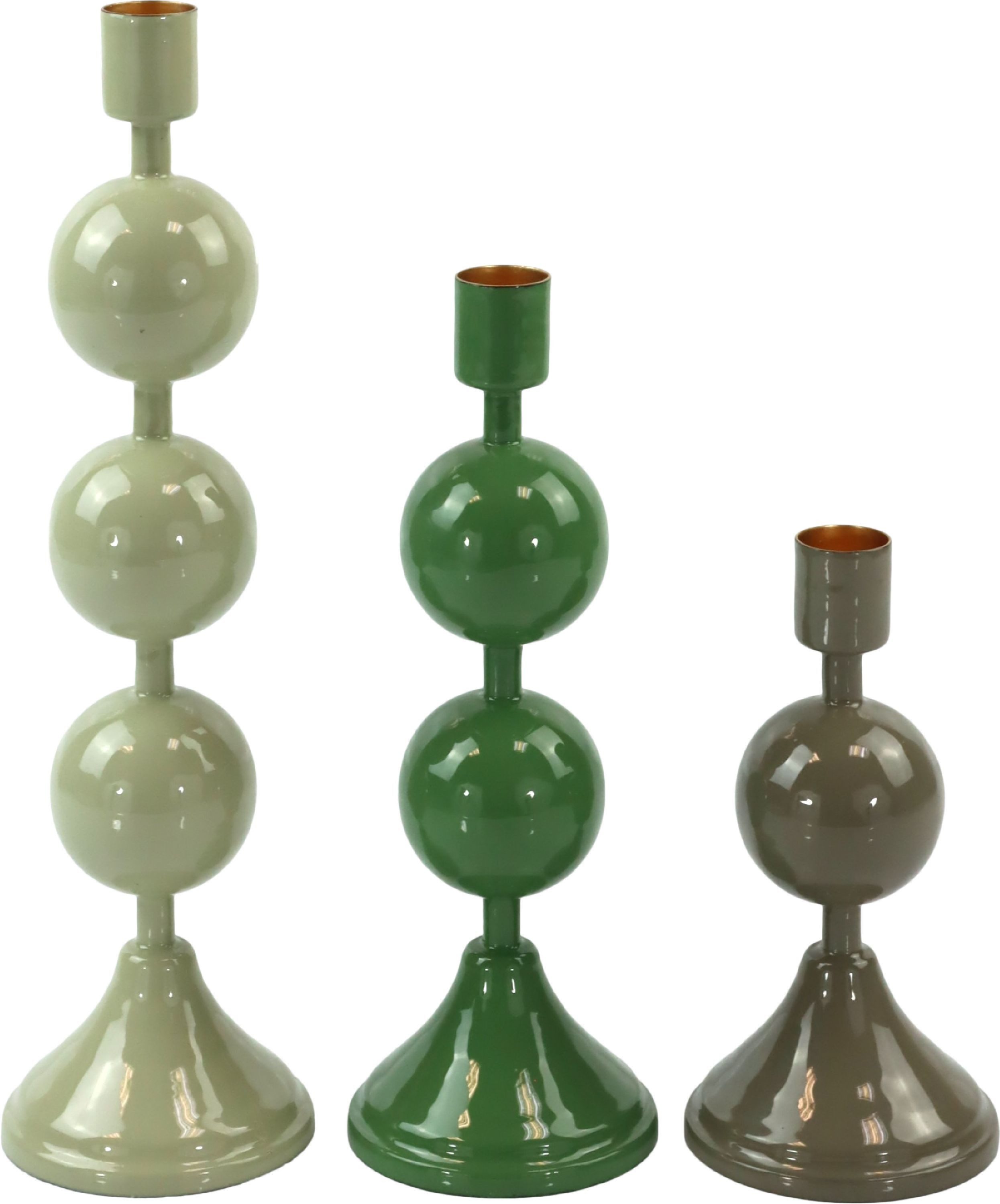 FURNARO Kerzenhalter (3-tlg. Leuchterset), Emaillierte Oberfläche mit sanftem Glanz