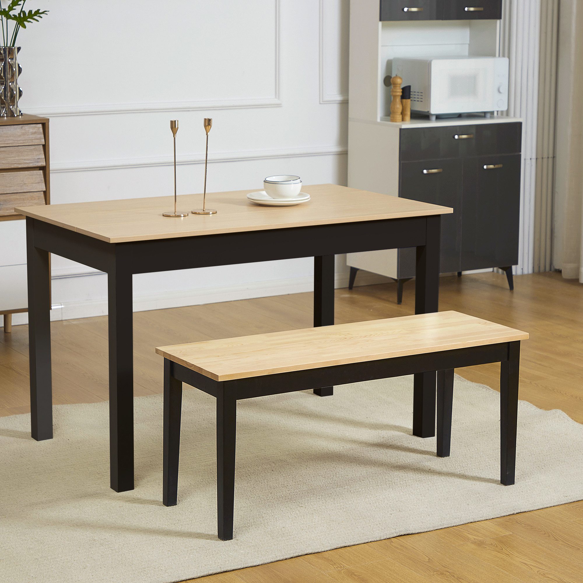 OKWISH Sitzbank 2-Sitzer Sitzbank aus Holz natur 102×36×45 cm (Packung, 1-St., Robuste Essbank mit hoher Tragfähigkeit bis 220 kg), Stilvolle Bank für Küche und Wohnzimmer