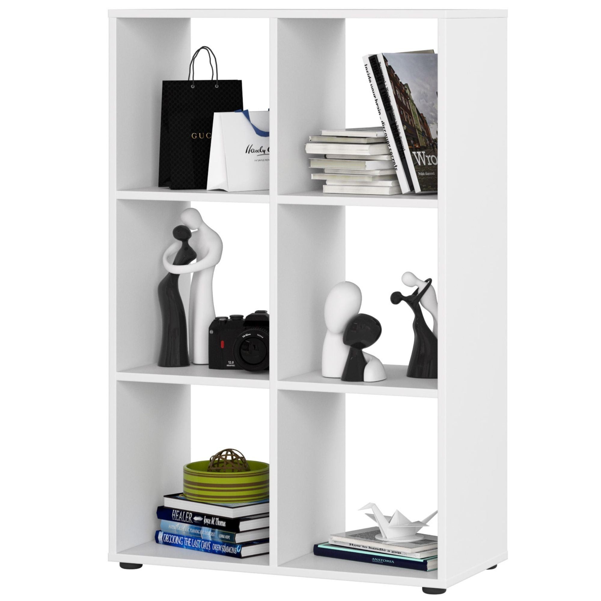 Raumhirsch Furniture Standregal Elegantes Bücherregal QUAD 6 - Vielseitig & Modern - Standregal, Stilvolles Design, 180 x 60 x 30 cm, Robuste Laminatplatte