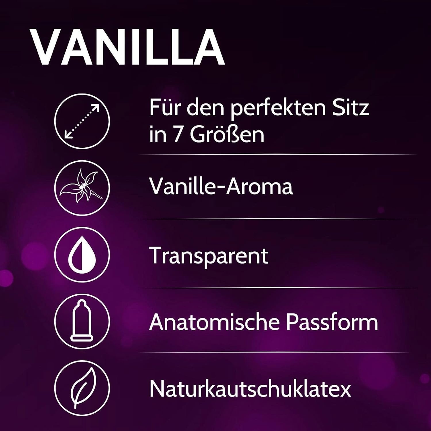 Vibratissimo Kondome Premium Vanilla, verschiedene Größen, aromatisiert mit dezentem Vanilleduft, 47-69mm Durchmesser