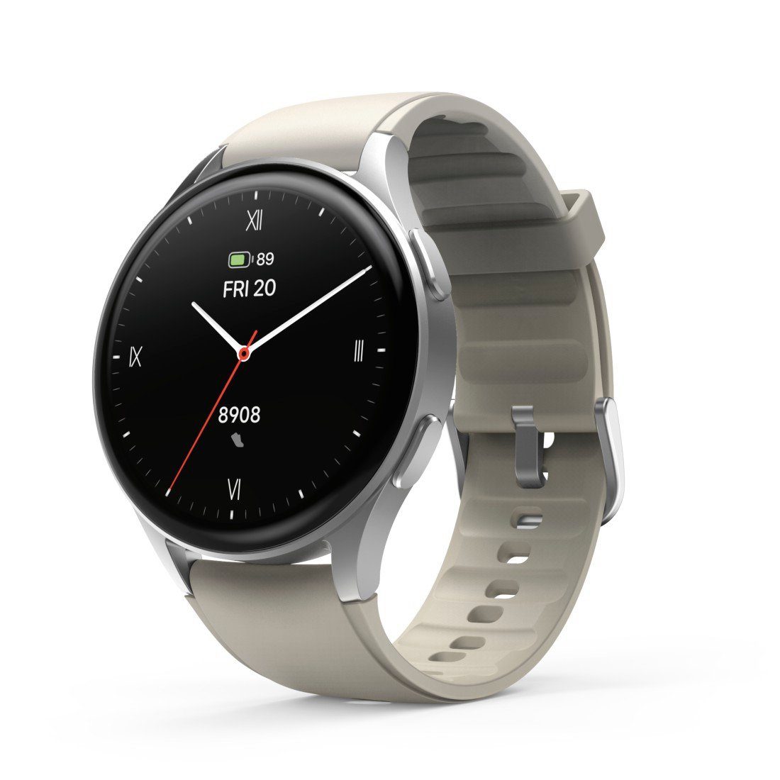 Hama Smartwatch 8900 (Telefonfunktion, GPS, wasserdicht IP68, Herzfrequenz) Smartwatch (3,3 cm/1,3 Zoll) beige|silberfarben