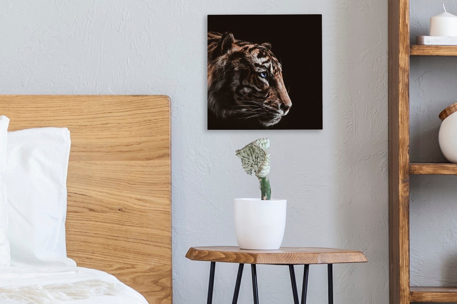 OneMillionCanvasses® Leinwandbild Tiger - für Leinwand Bilder Schlafzimmer Tiere (1 - Wohnzimmer St), Schwarz