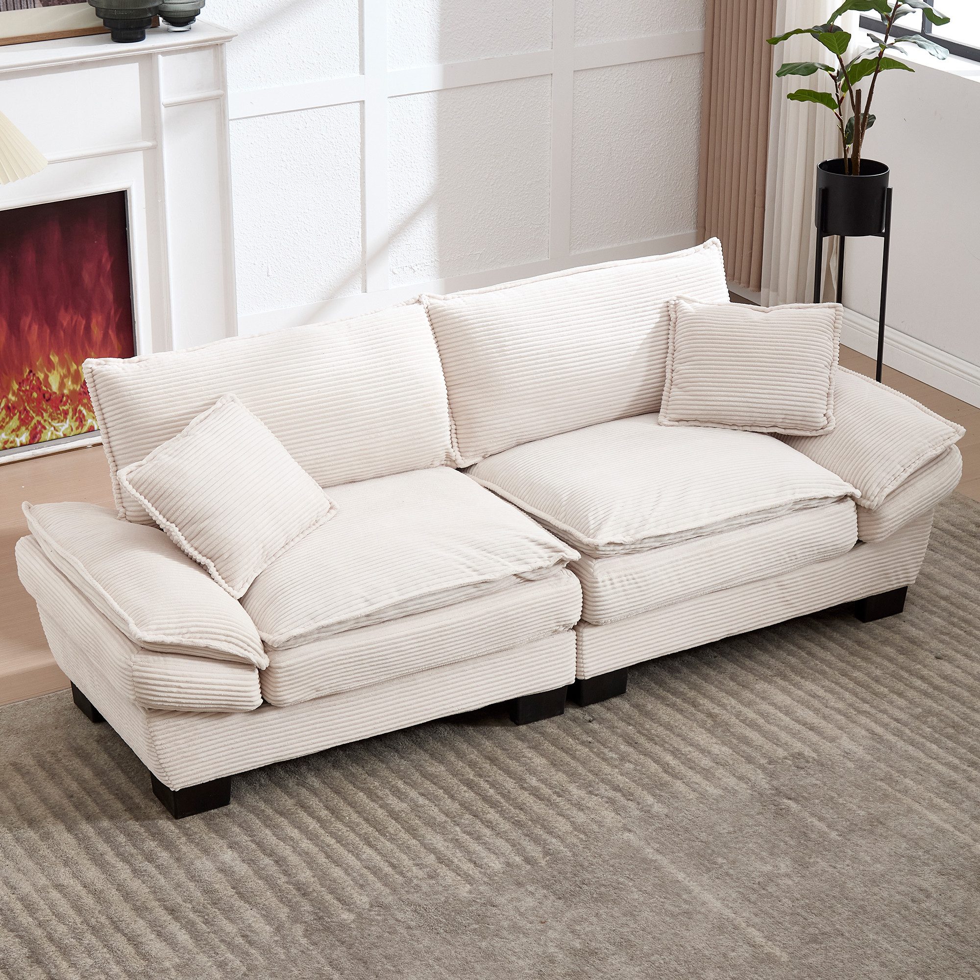 KLAM HOME Sofa 2-Sitzer Doppelsofa Loungesofa aus Cordstoff mit Relaxfunkti günstig online kaufen