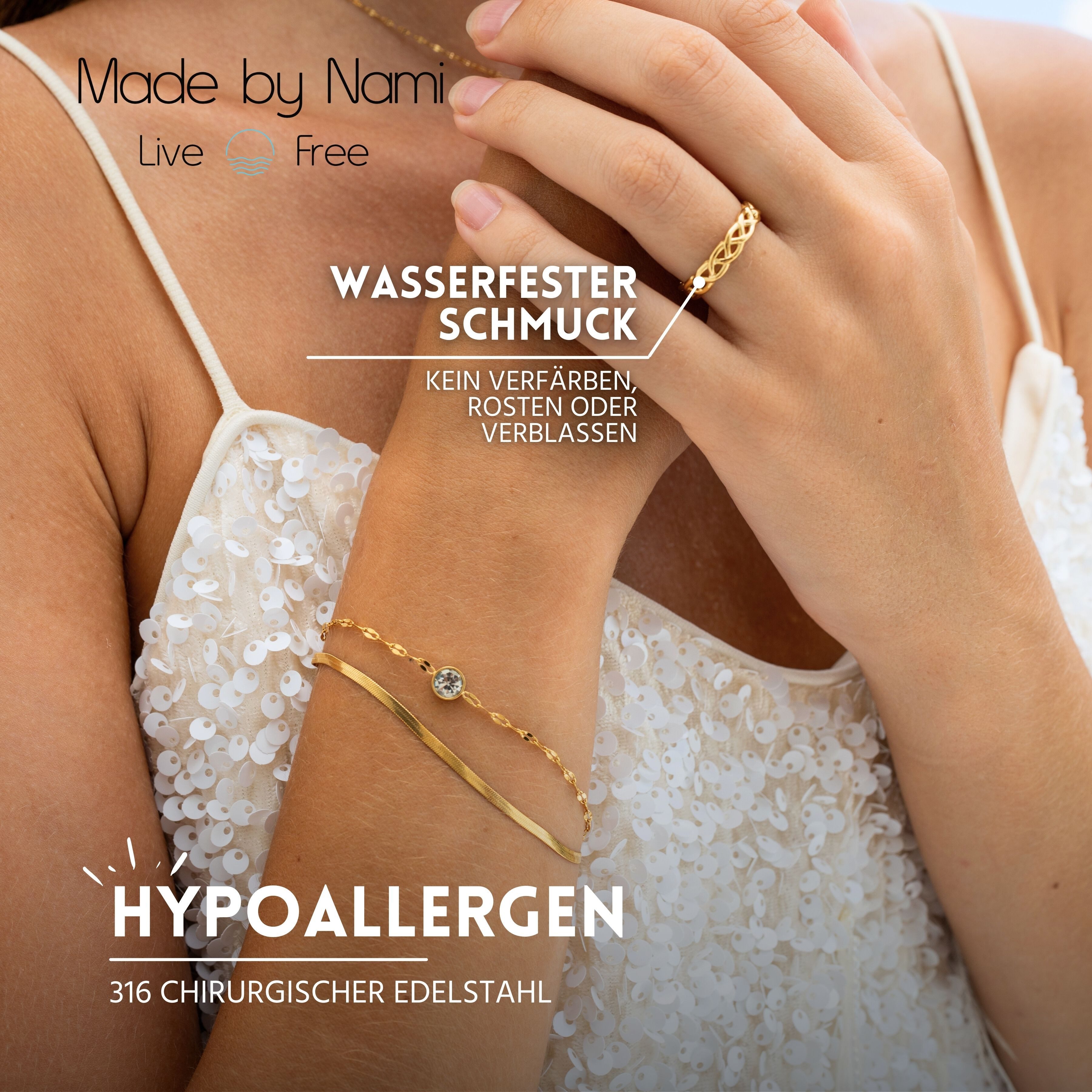 Made by Nami Fingerring Breiter Goldener günstig online kaufen