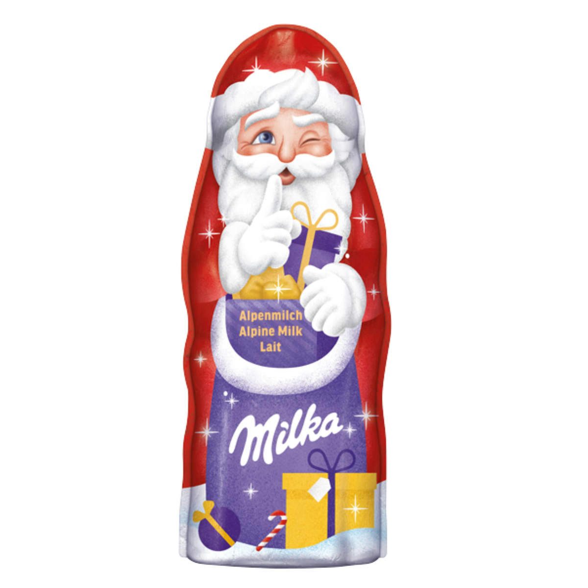 MILKA Schokolade, Milka Weihnachtsmann zarte und leckere Alpenmilch Schokolade 45g