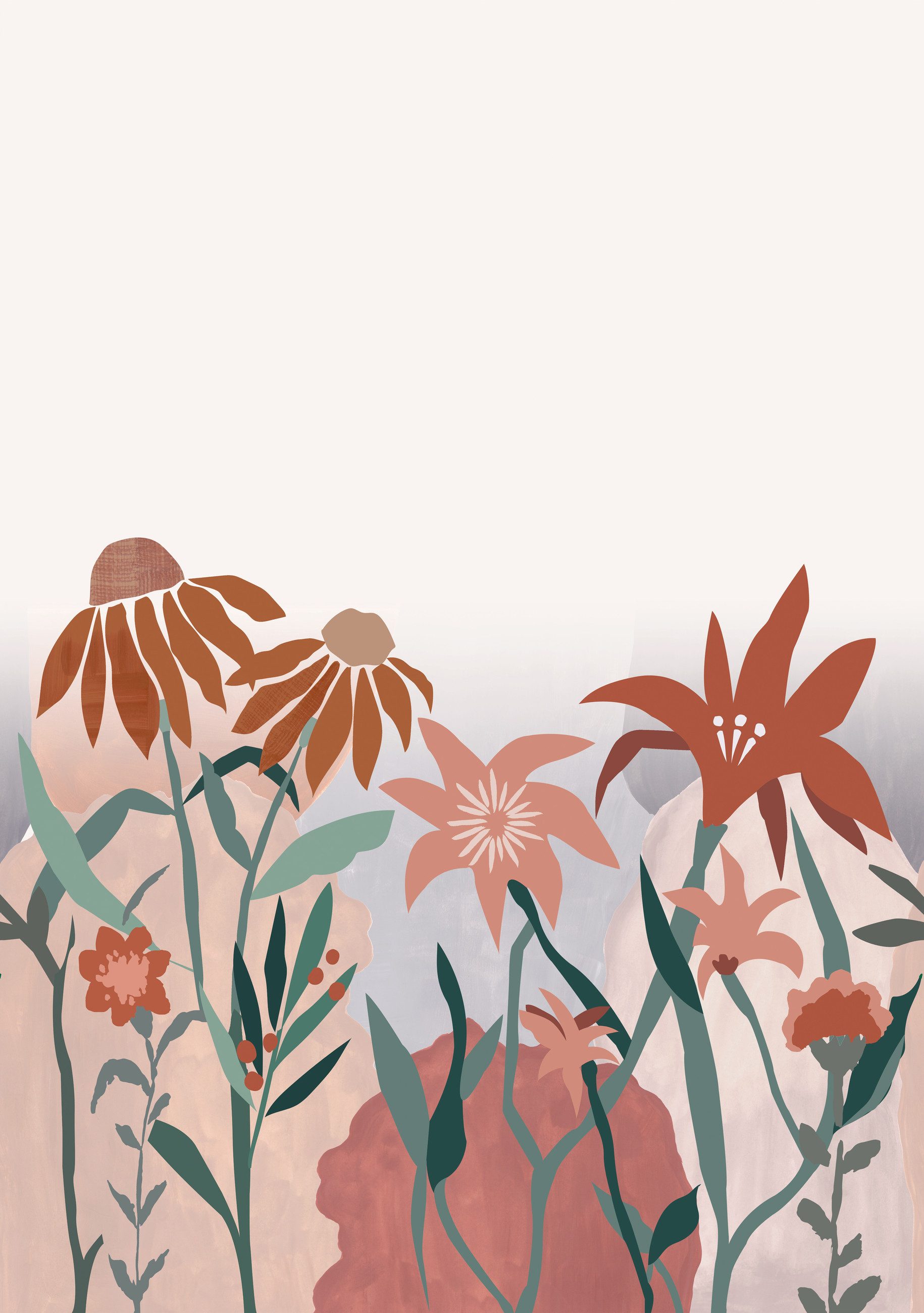 Rasch Fototapete Flowerpop in Grün, Roomblush - RB303, glatt, floral, Comic, grafisch, mehrfarbig, gemustert, kindlich, (1 St)