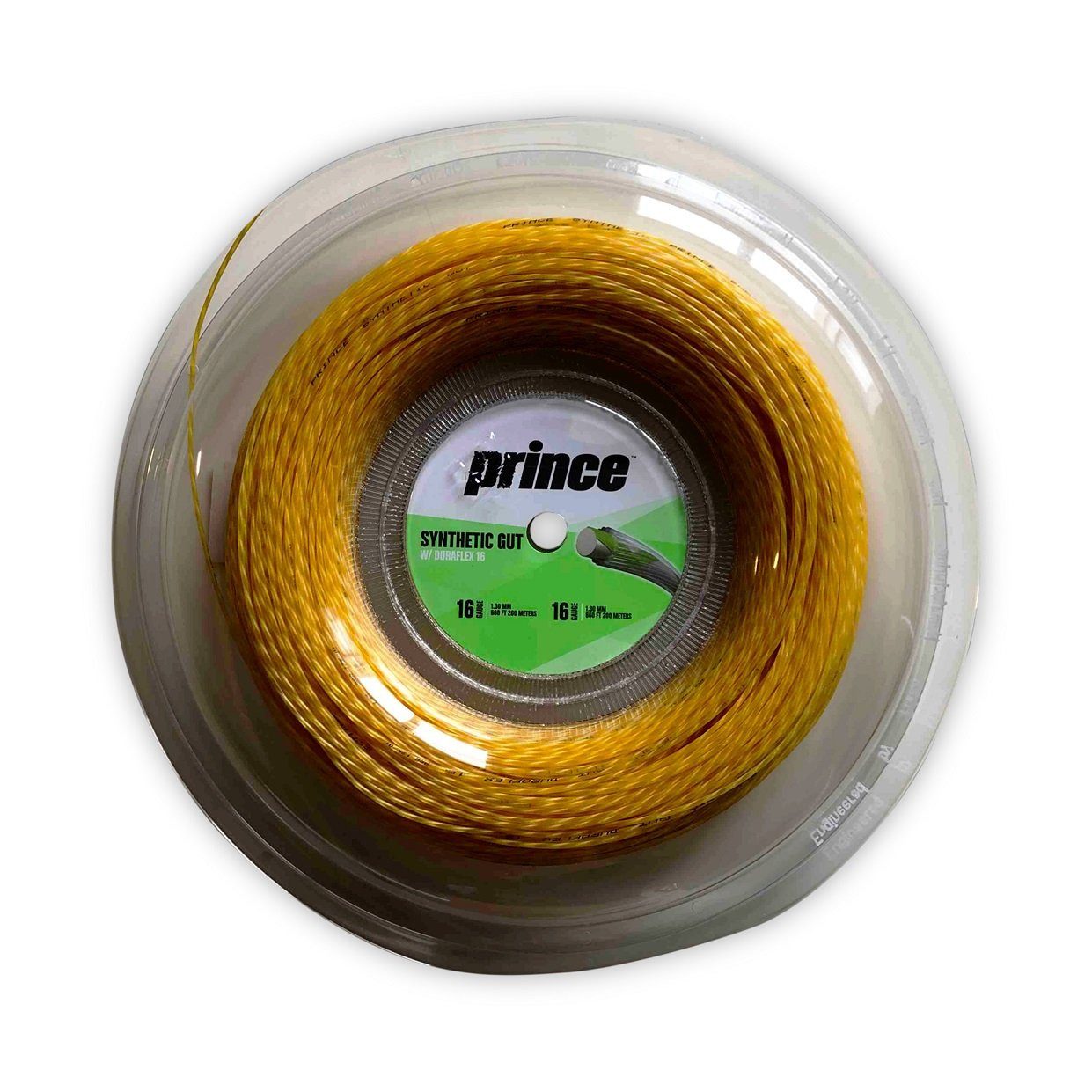 Tennissaite Synthetic Gut mit Duraflex (Allround+Haltbarkeit) gold 200m Rolle