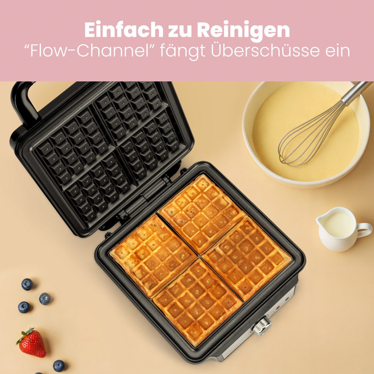ProfiCook Waffeleisen PC-WA 1241, für 4 belgische Waffeln pro Backvorgang
